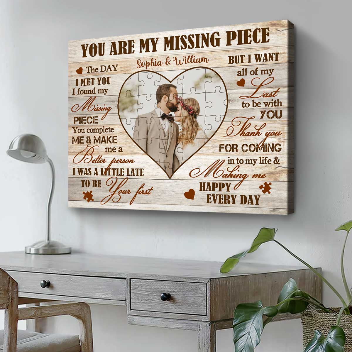 You Are My Missing Piece Personalized Couple Canvas/Poster - Image 4