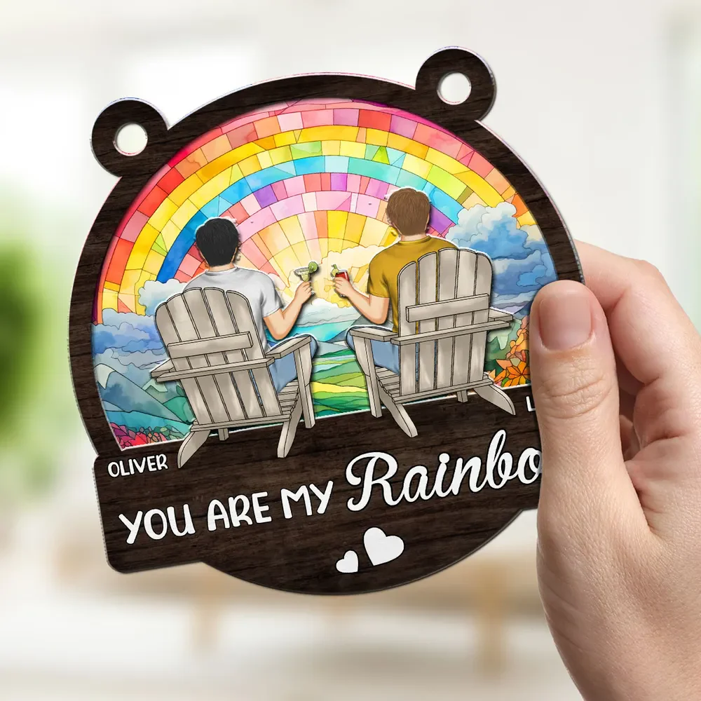 You Are My Rainbow - Personalized Custom Suncatcher Ornament - Image 3