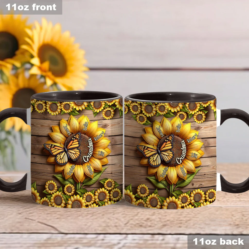 You Are My Sunshine Grandma Mom - Personalized Grandma Accent Mug - Image 2