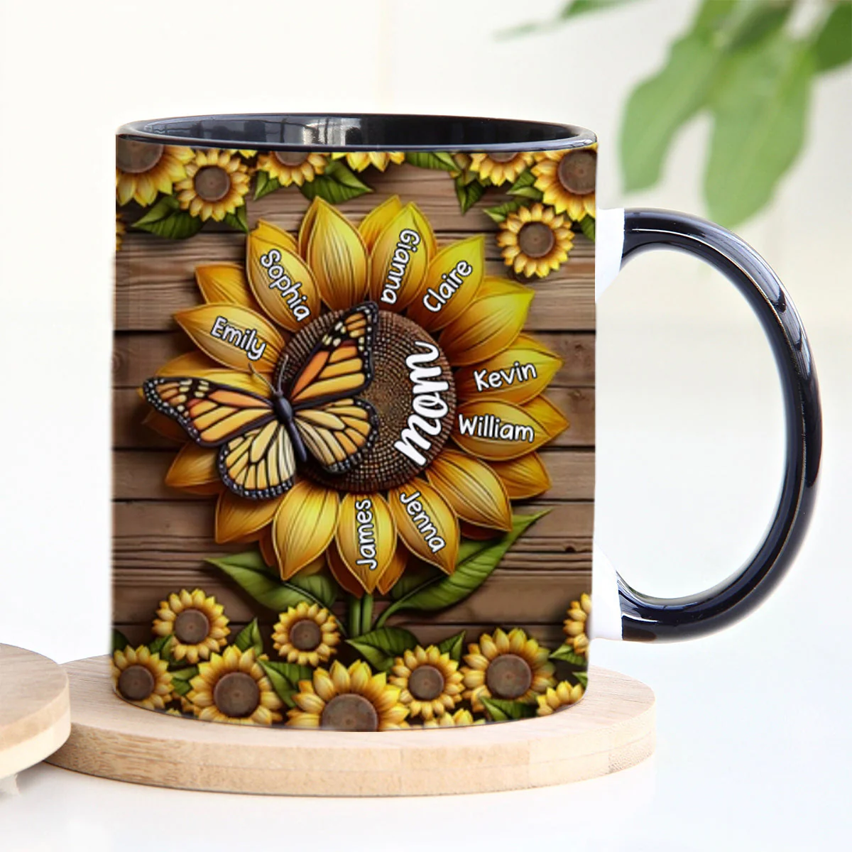 You Are My Sunshine Grandma Mom - Personalized Grandma Accent Mug - Image 3