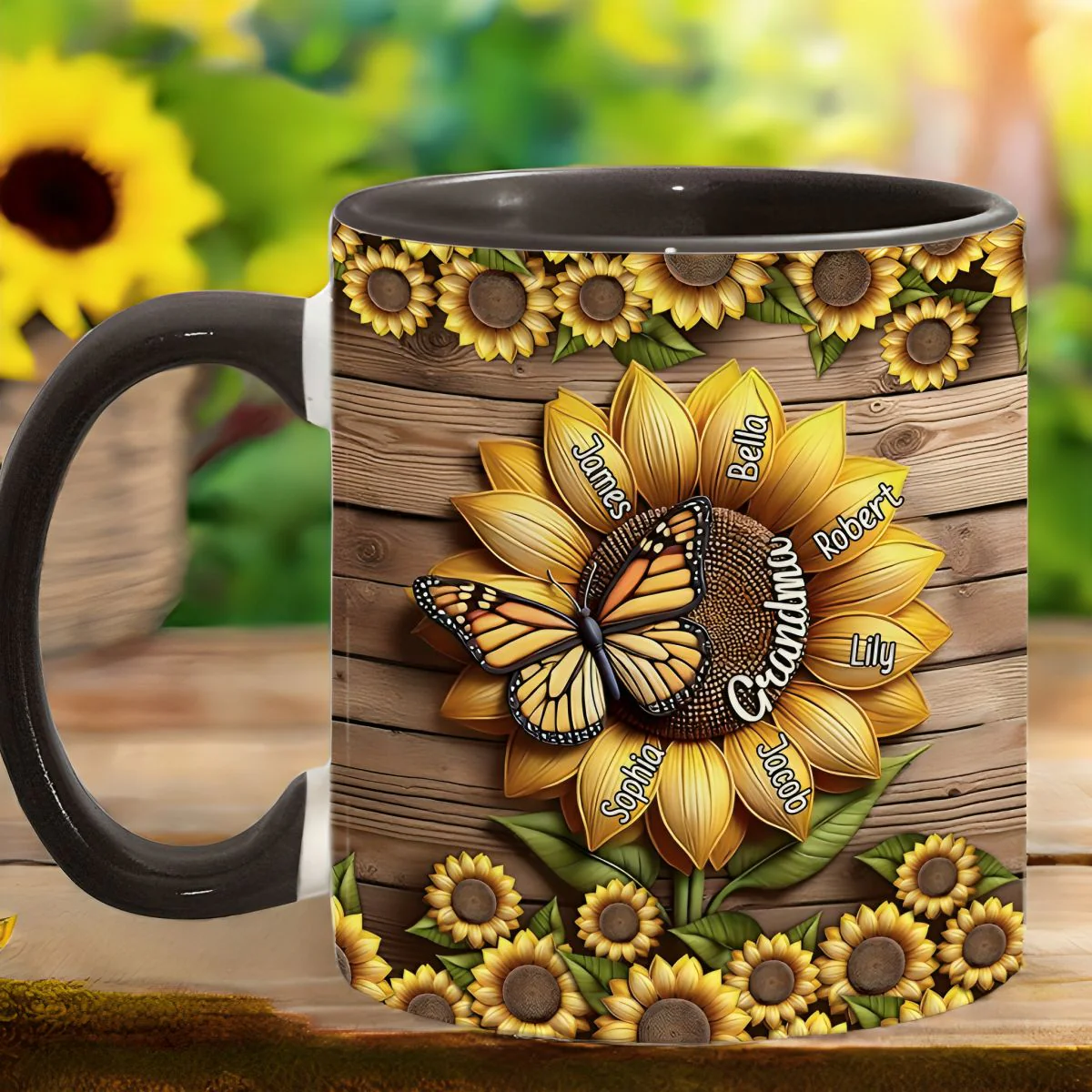 You Are My Sunshine Grandma Mom - Personalized Grandma Accent Mug - Image 5