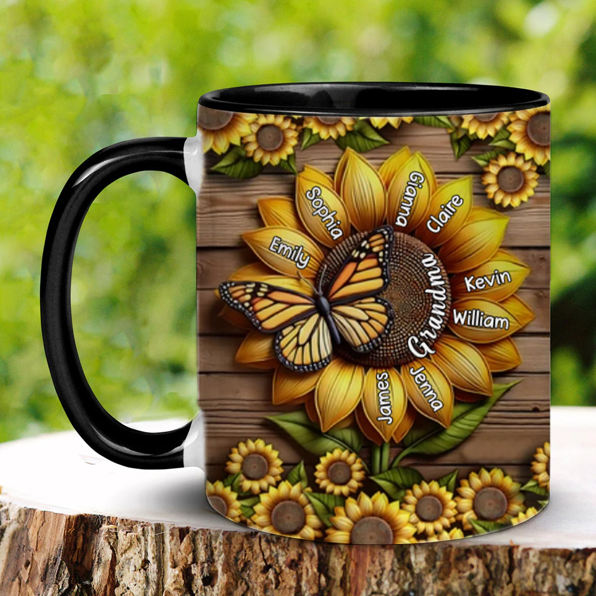 You Are My Sunshine Grandma Mom - Personalized Grandma Accent Mug - Image 7