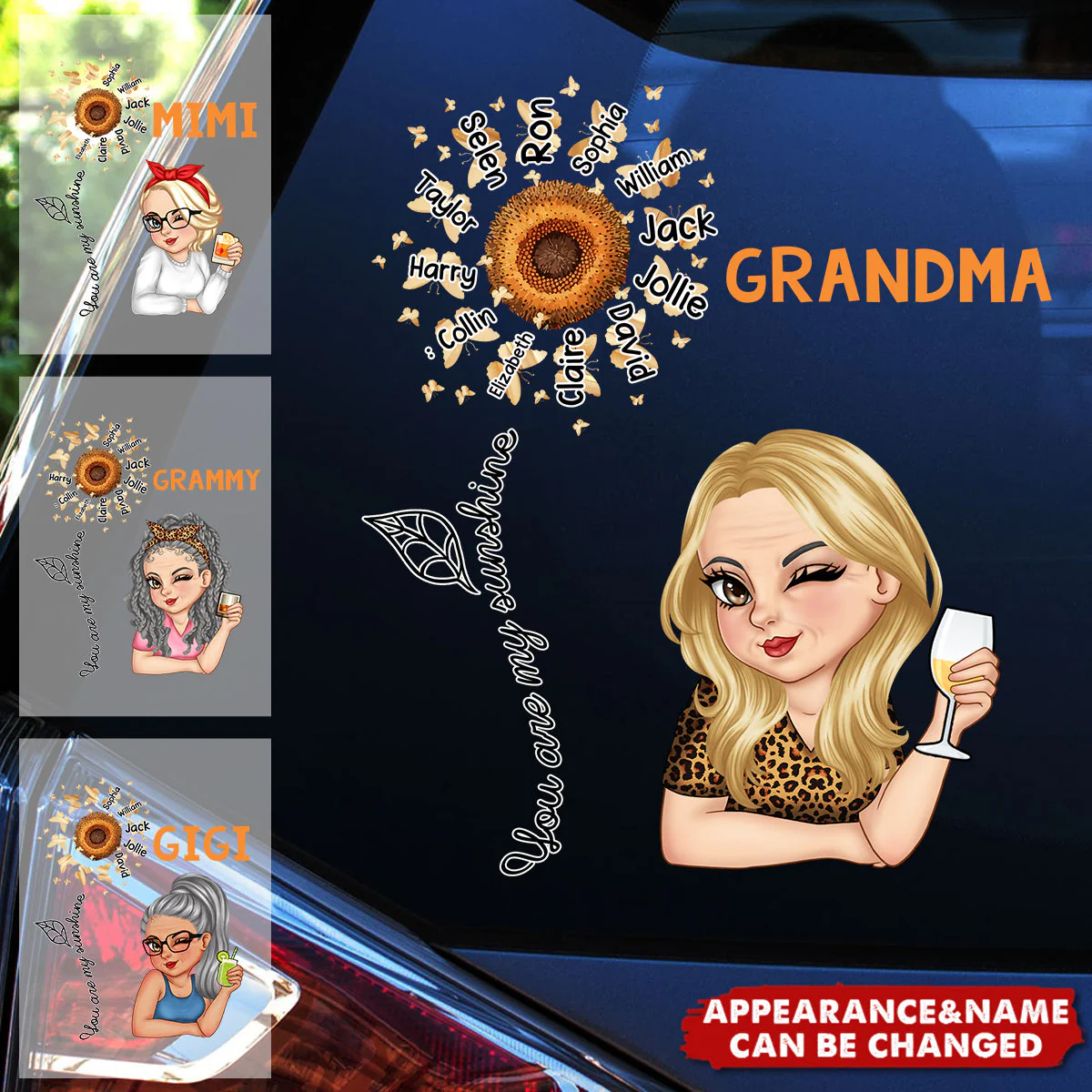 You Are My Sunshine Grandma - Personalized Decal - Image 3