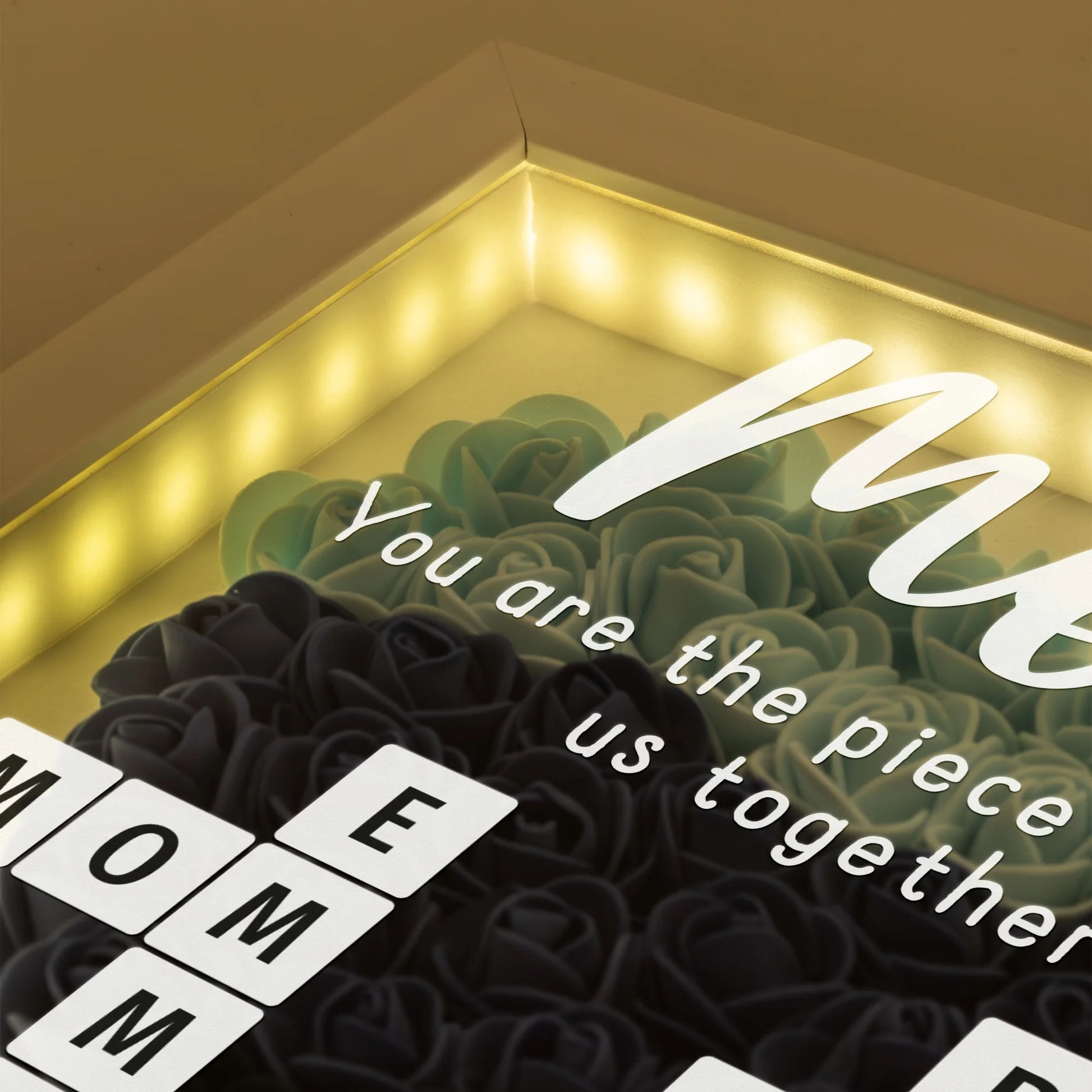 You Are The Piece That Holds Us Together - Personalized Flower Shadow Box With LED Light - Image 2
