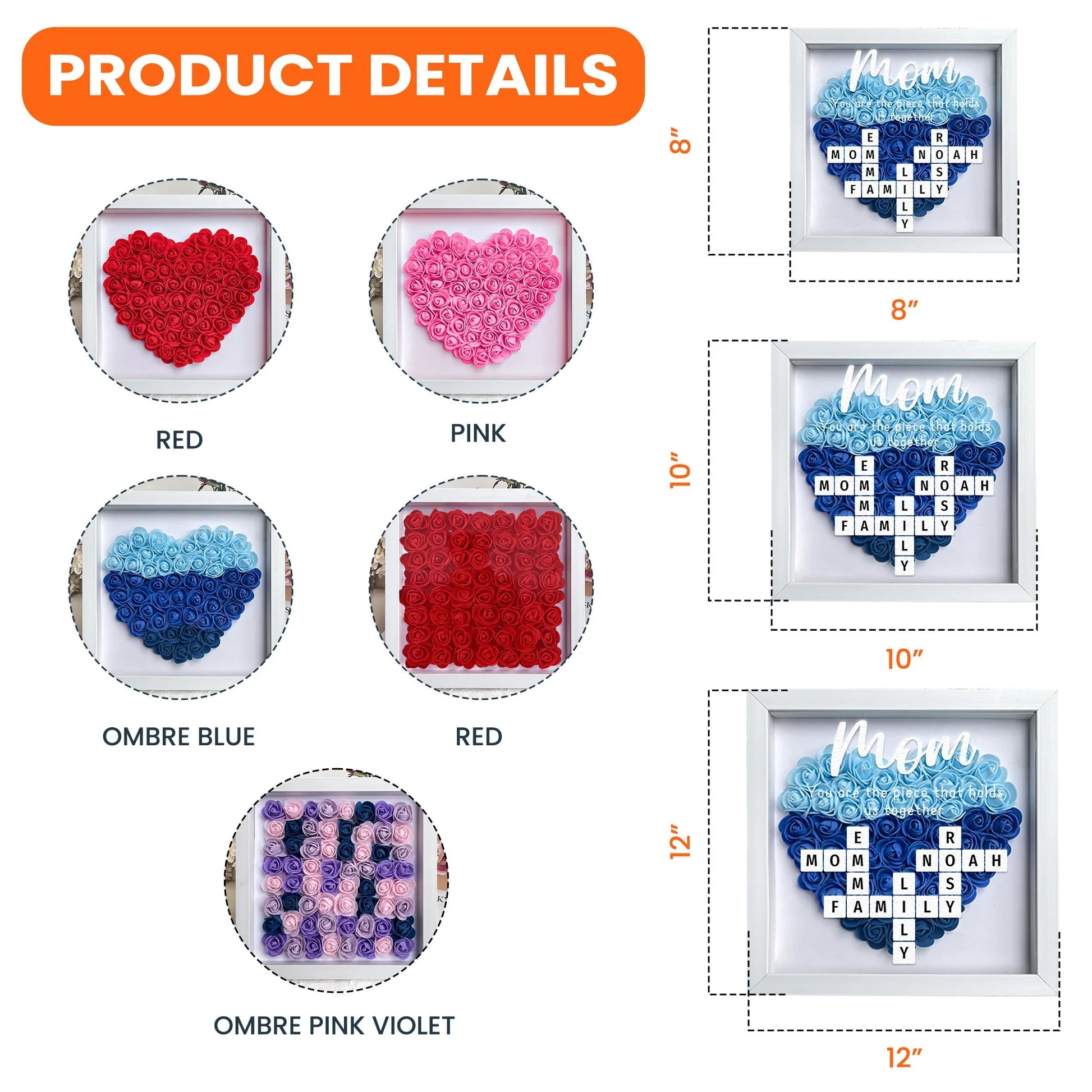 You Are The Piece That Holds Us Together - Personalized Flower Shadow Box With LED Light - Image 4