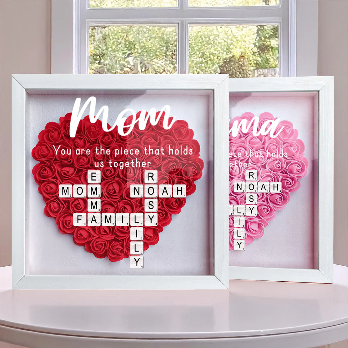 You Are The Piece That Holds Us Together - Personalized Flower Shadow Box With LED Light - Image 6