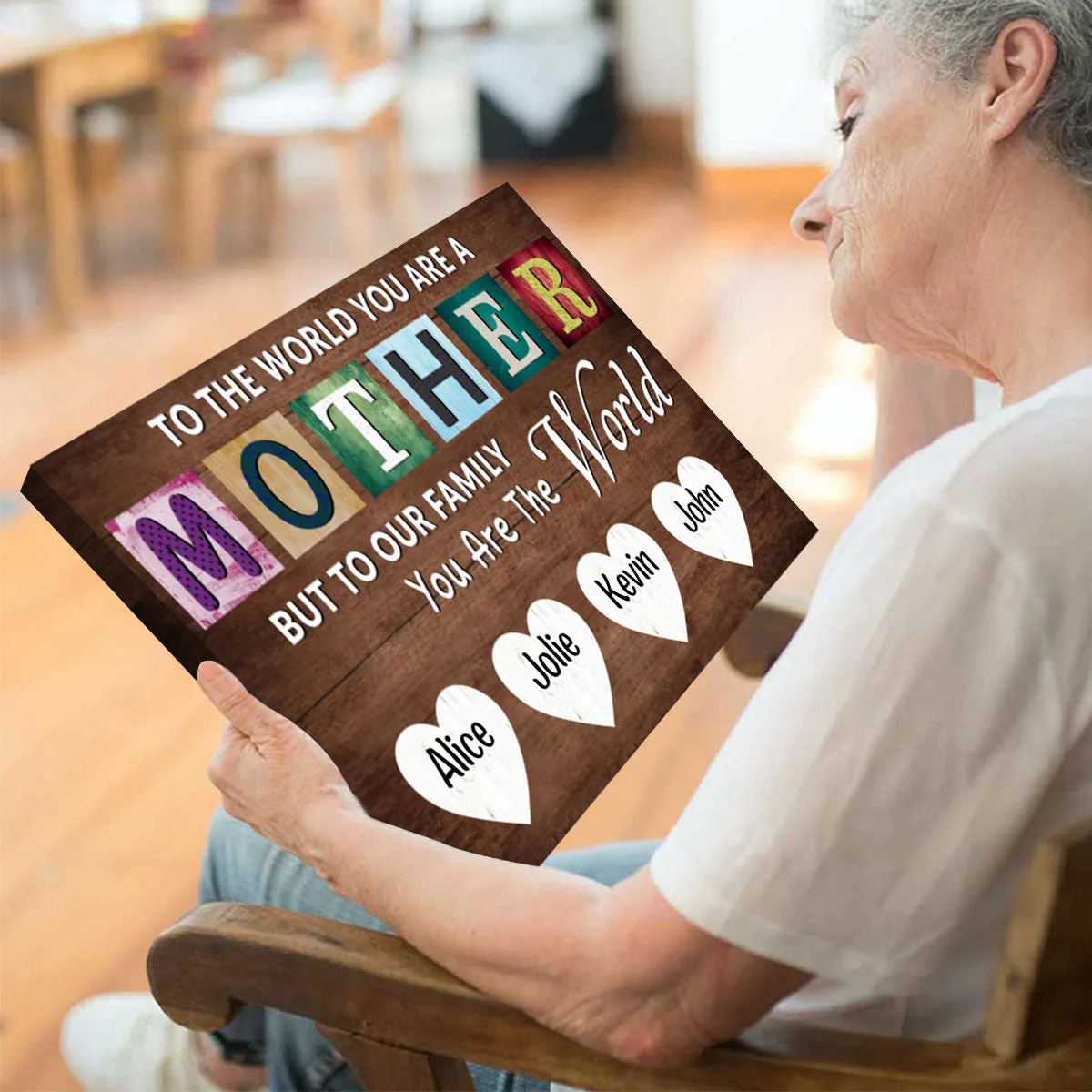 You Are The World Custom Names Canvas For Mom, Mother's Day Gift - Image 2