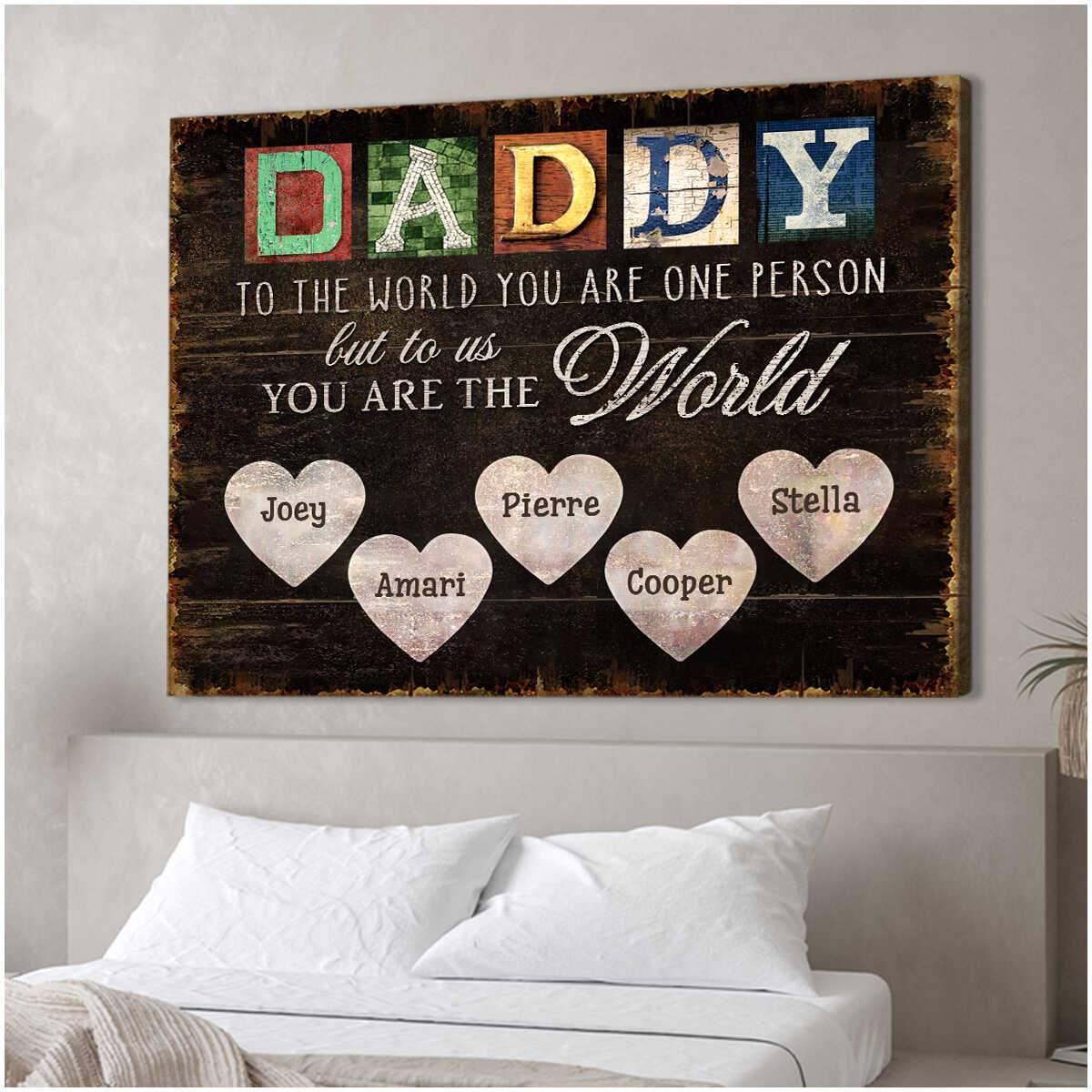 You Are The World – Custom Title & Name Canvas Print For Dad and Grandpa - Image 2