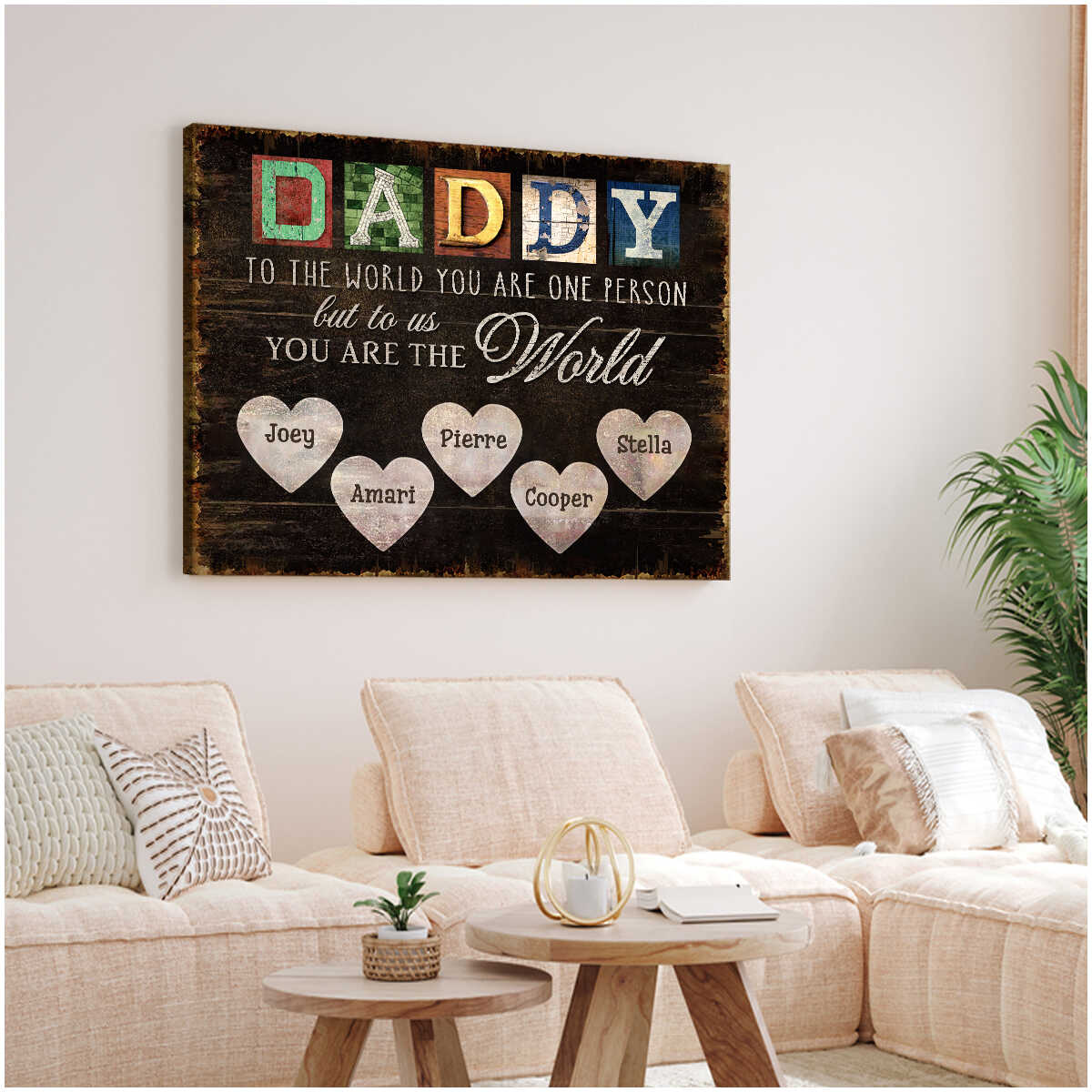 You Are The World – Custom Title & Name Canvas Print For Dad and Grandpa - Image 3