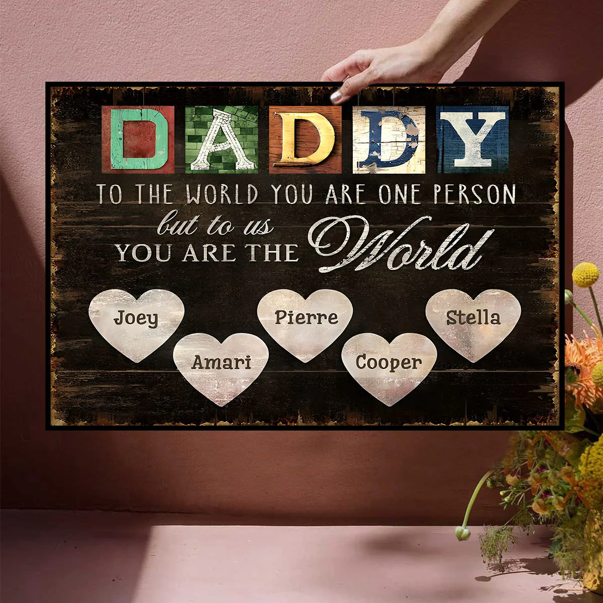 You Are The World – Custom Title & Name Canvas Print For Dad and Grandpa - Image 4