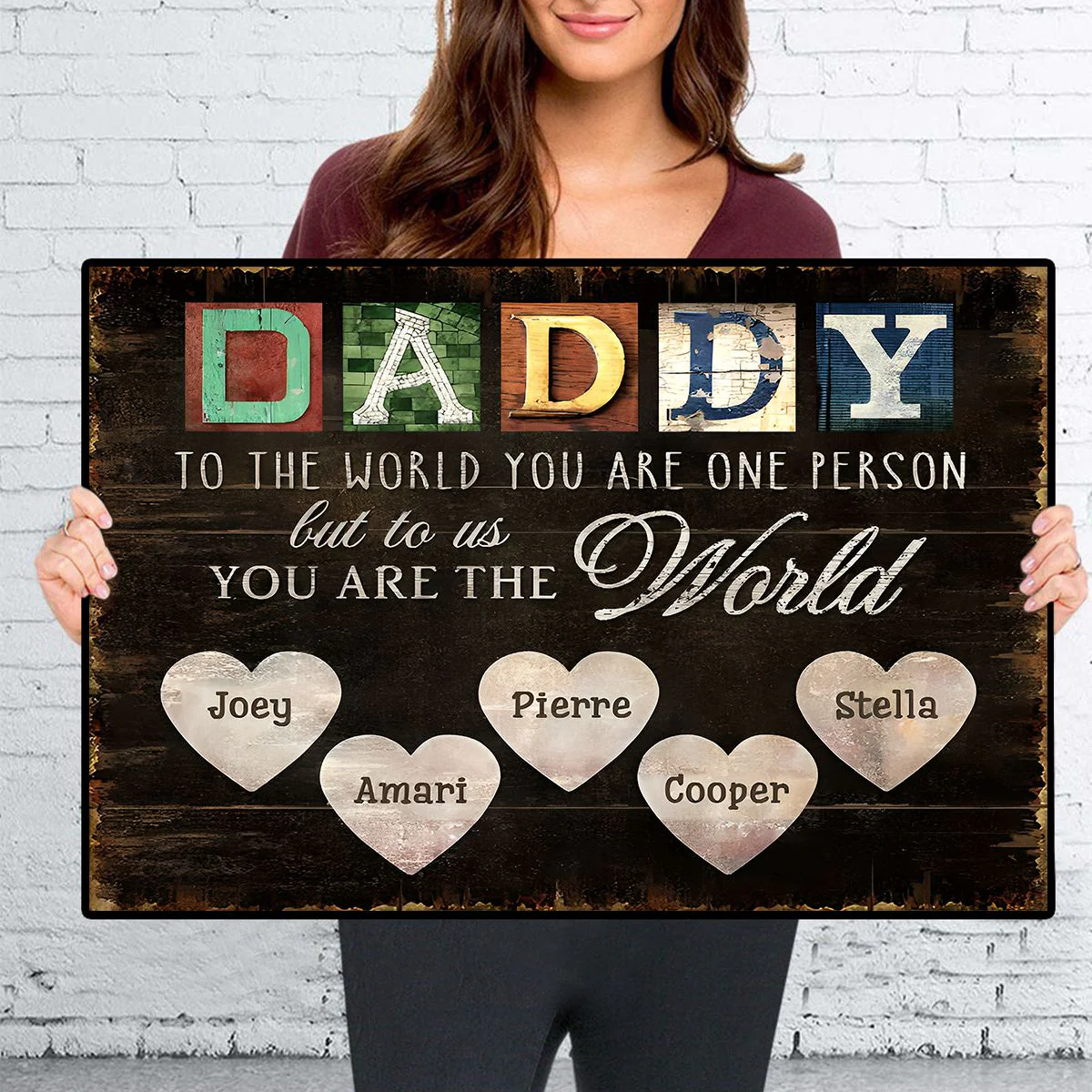 You Are The World – Custom Title & Name Canvas Print For Dad and Grandpa - Image 5