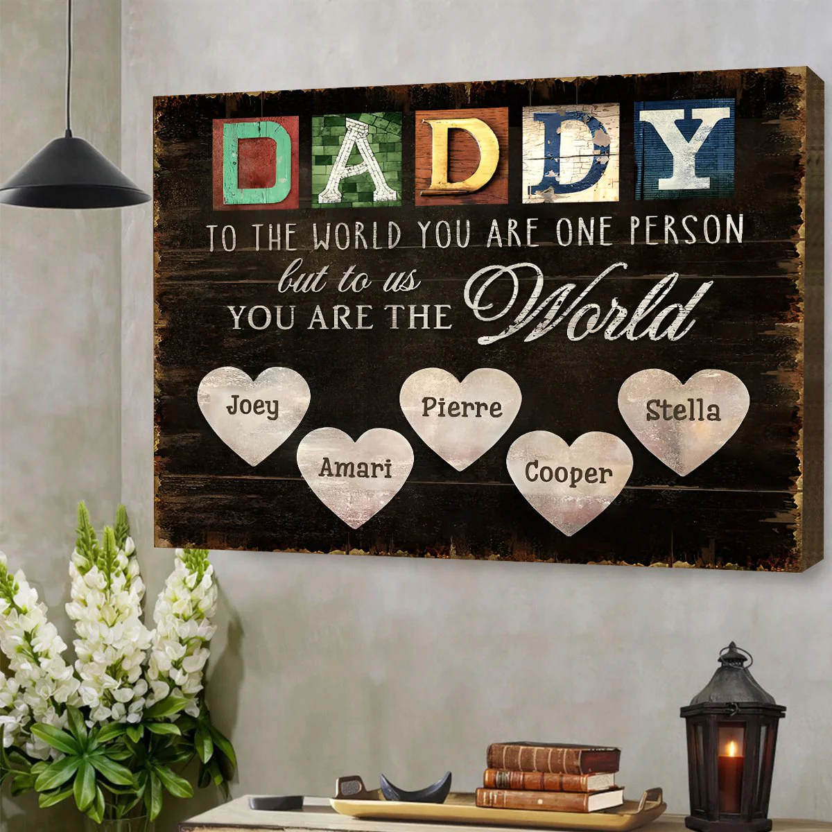 You Are The World – Custom Title & Name Canvas Print For Dad and Grandpa - Image 6
