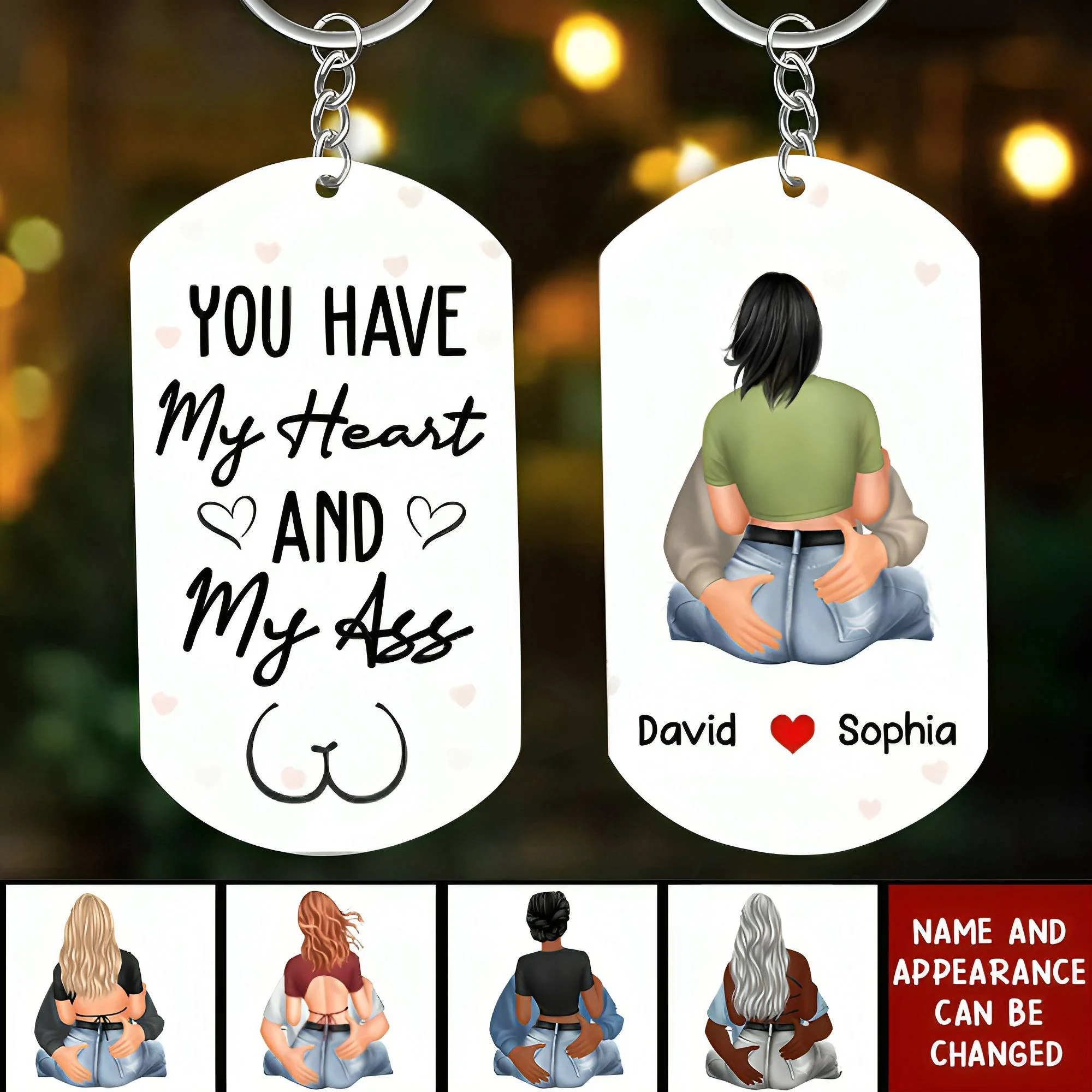 You Have My Heart And My Ass - Personalized Keychain - Valentine Gift For Couple - Image 2