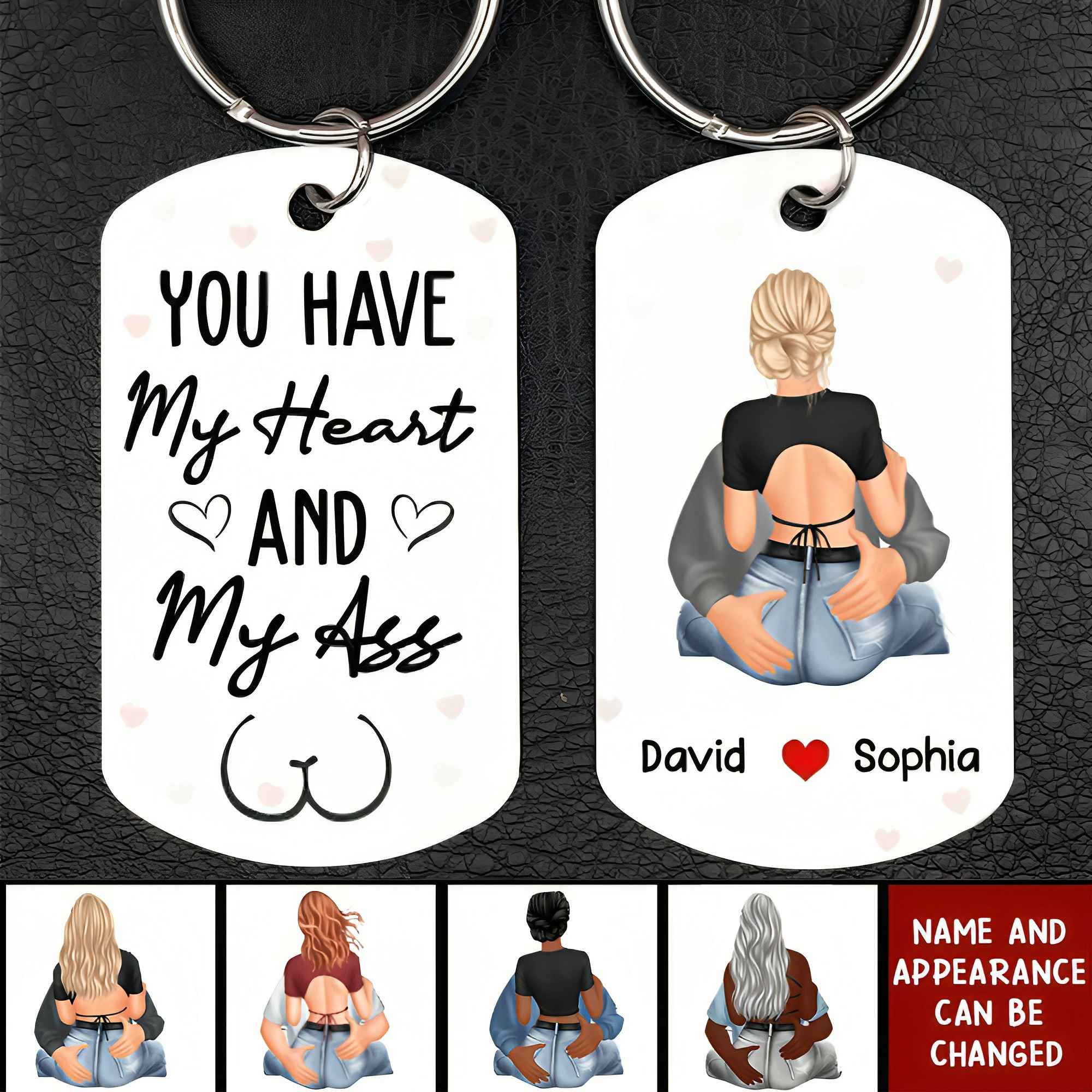You Have My Heart And My Ass - Personalized Keychain - Valentine Gift For Couple - Image 3