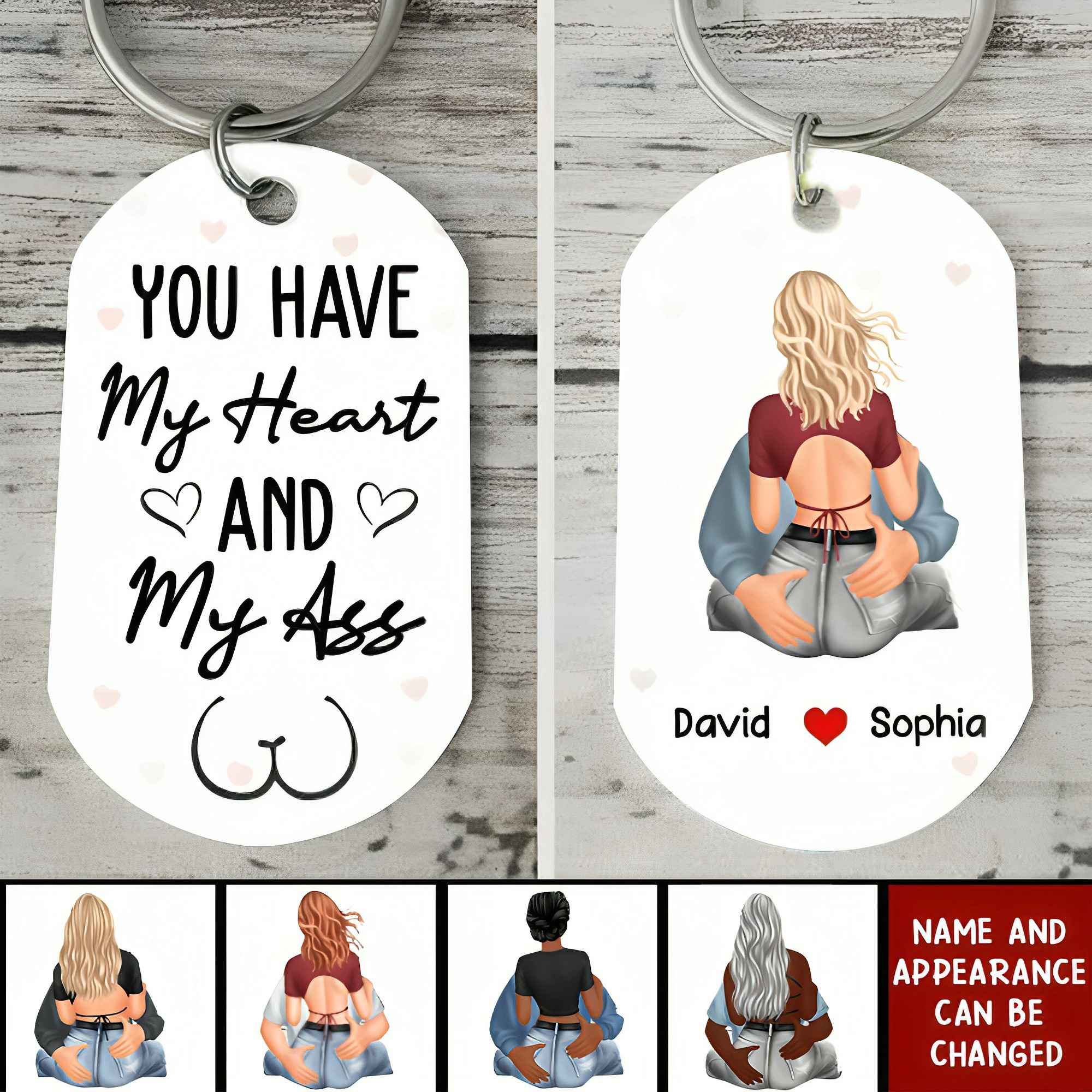 You Have My Heart And My Ass - Personalized Keychain - Valentine Gift For Couple - Image 4