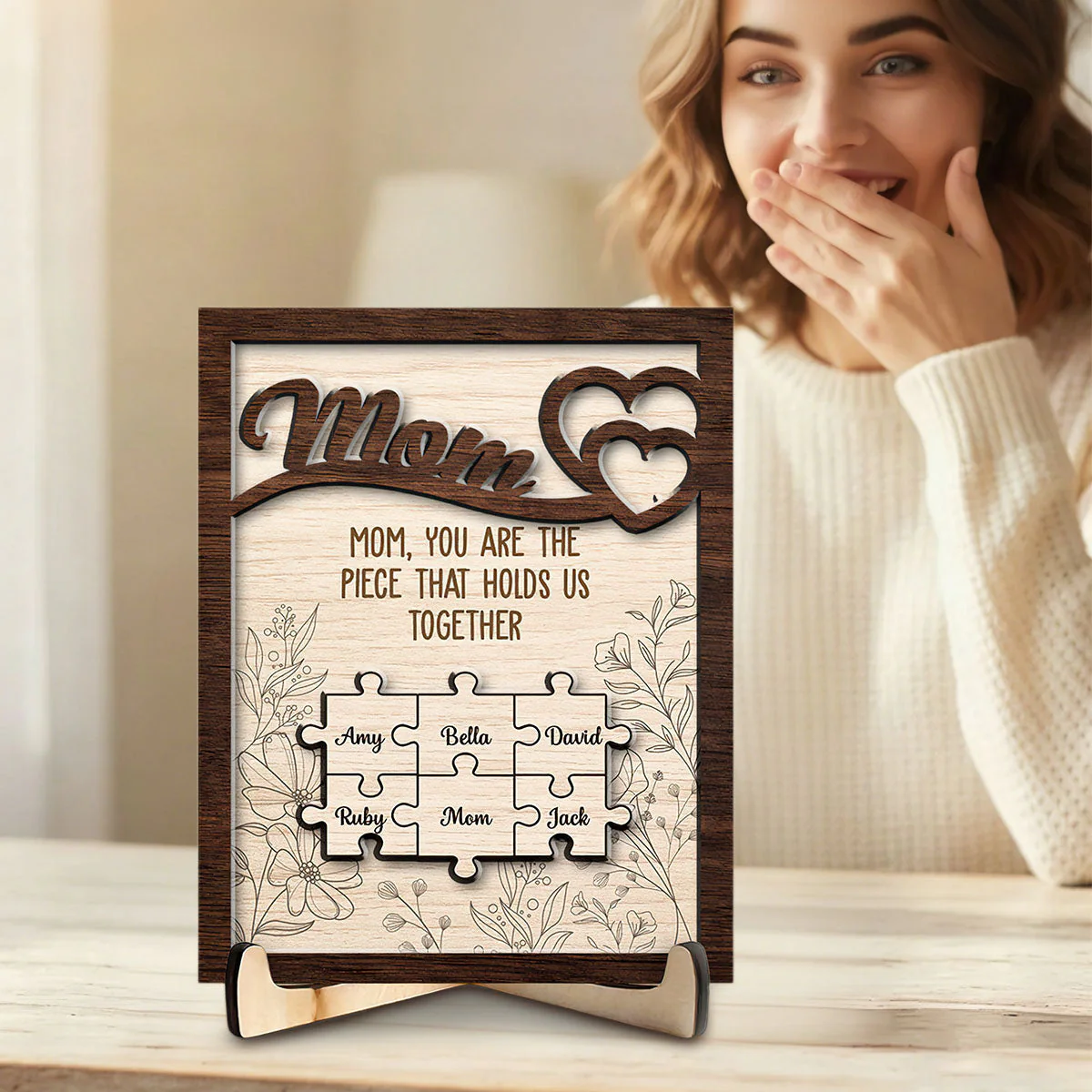 You Hold Us Together - Personalized Wooden Plaque - Gift For Mom - Image 6