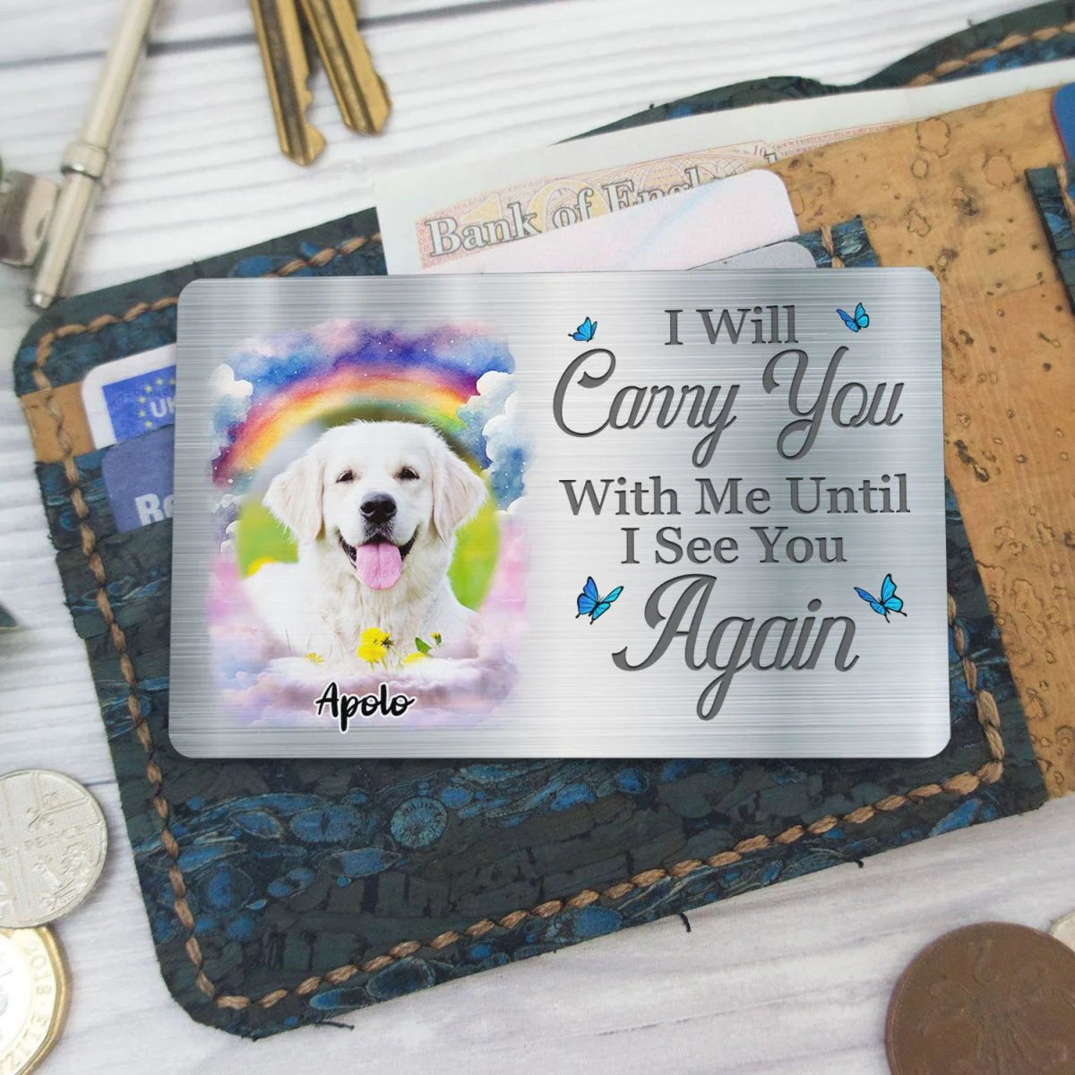 You Left Paw Prints On My Heart Memorial Personalized Pet Wallet Card - Image 2