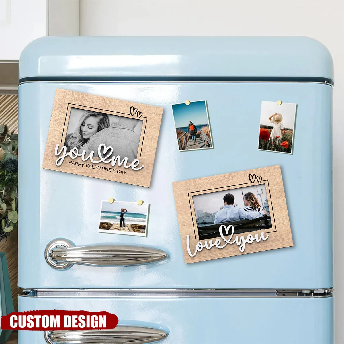 You & Me - Custom Text Wooden Photo Frame Fridge Magnet - Image 3