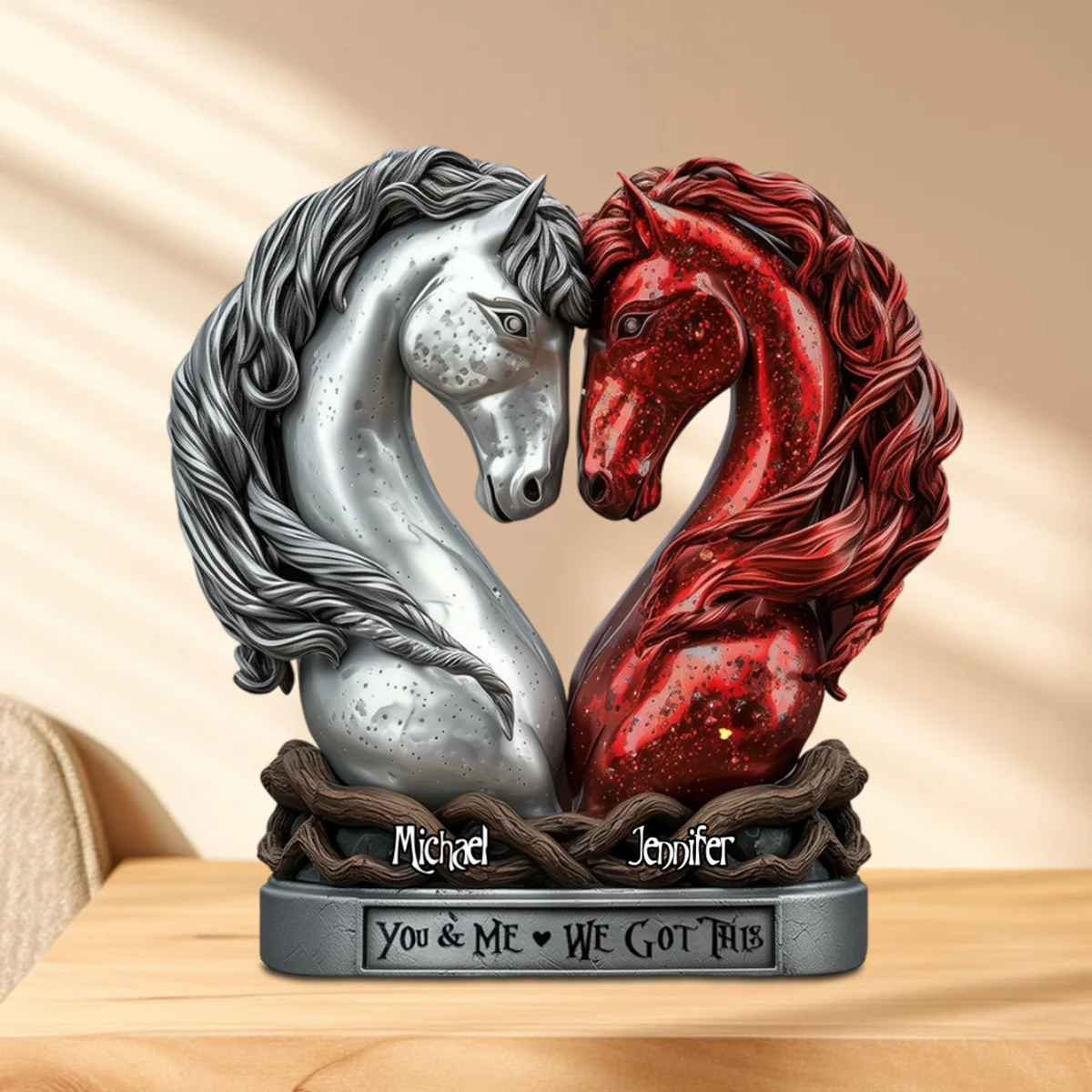 You & Me - Personalized Horse Shaped Acrylic Plaque - Image 4
