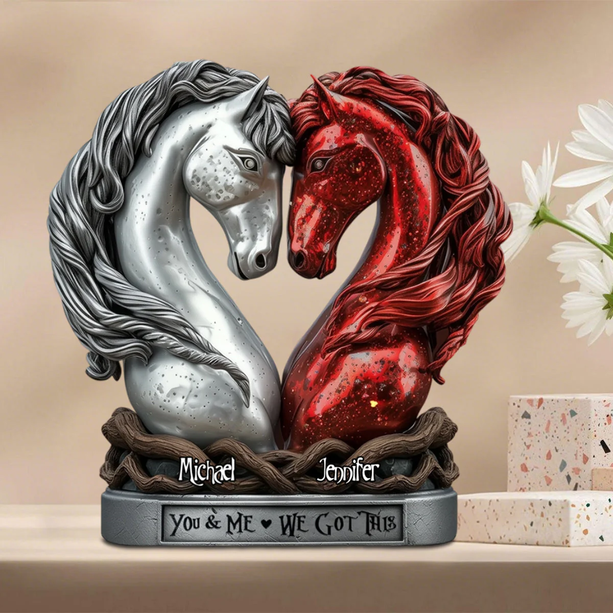 You & Me - Personalized Horse Shaped Acrylic Plaque - Image 5
