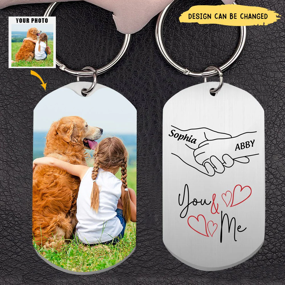 ''You&Me'' Stainless Steel Keychain For Couple,Custom Name Keychain For Dog Lovers - Image 2
