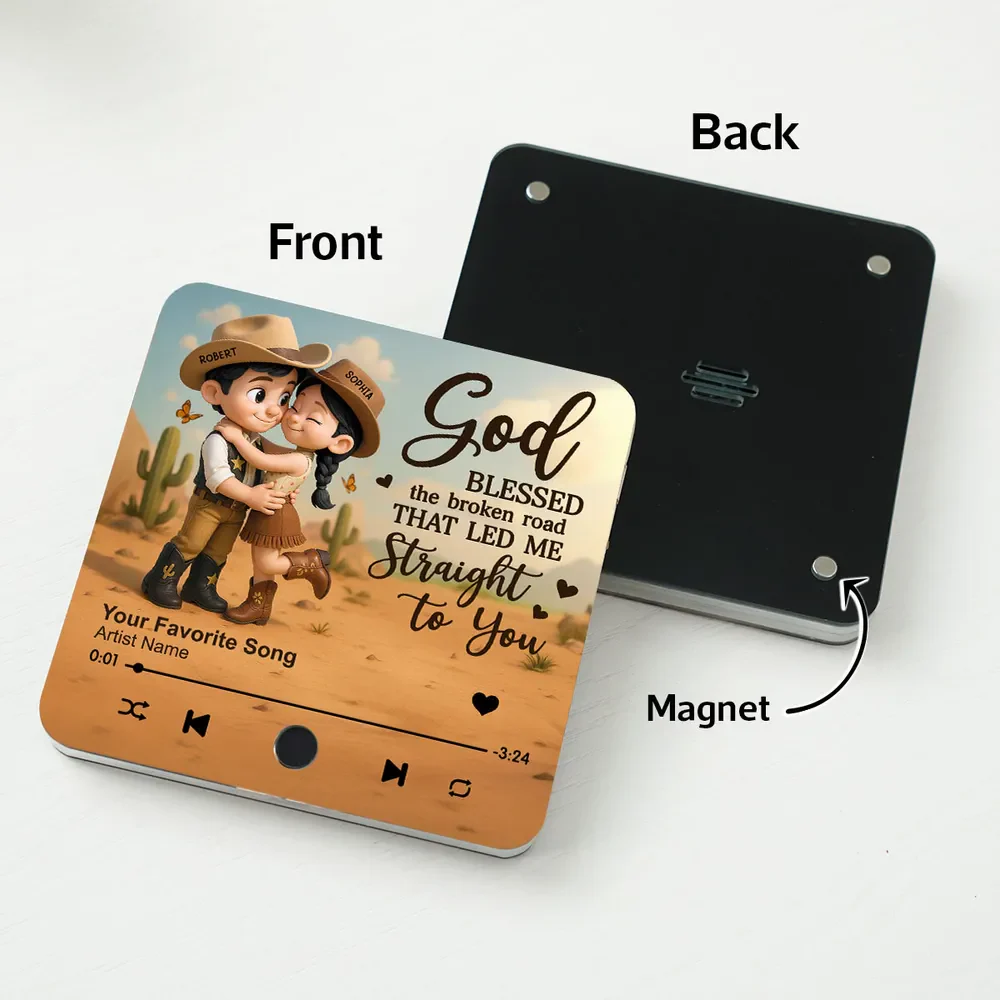 You & Me We Got This Cartoon Countryside Couple Cowboy Cowgirl Personalized Music Fridge Magnet - Image 13