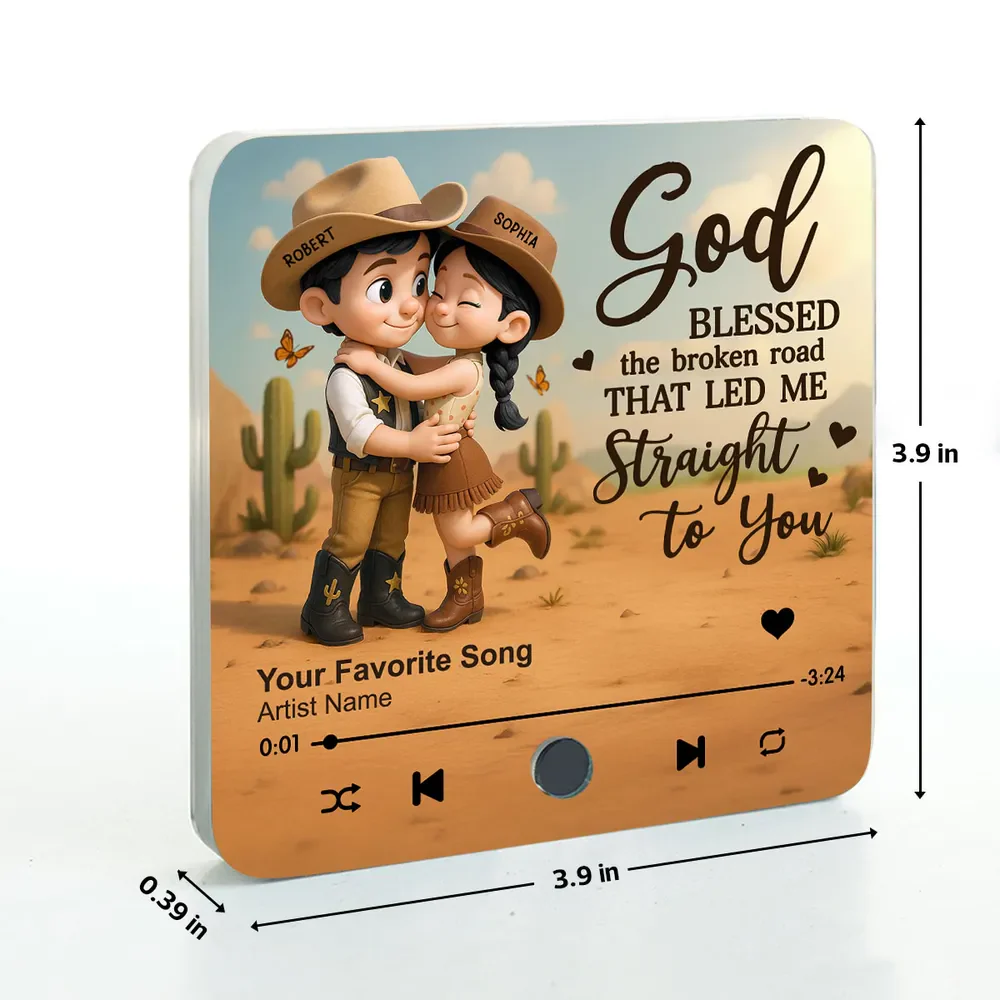 You & Me We Got This Cartoon Countryside Couple Cowboy Cowgirl Personalized Music Fridge Magnet - Image 2