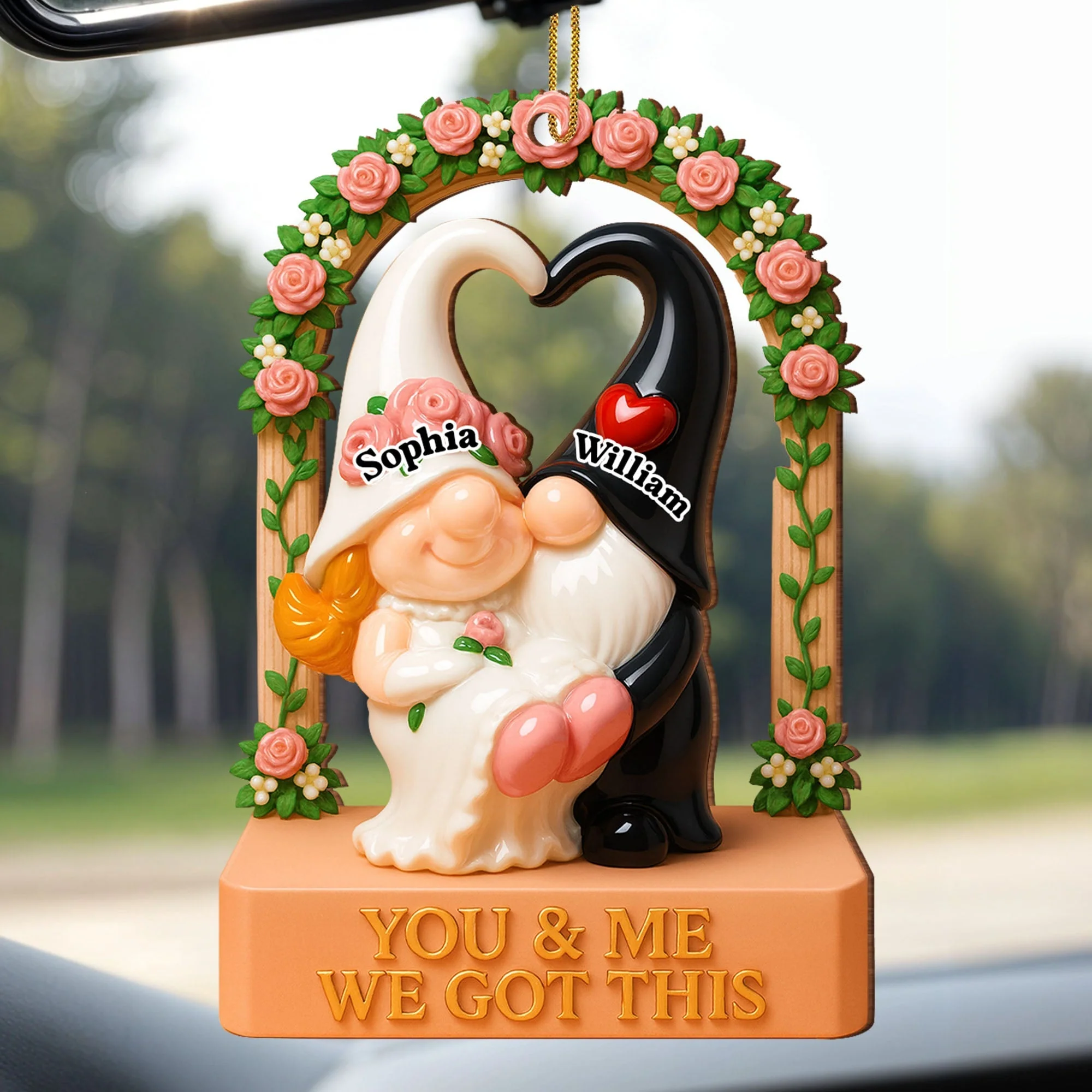 You & Me We Got This, Heart And Roses, Personalized Custom Wood Ornament, Gift For Couples - Image 6