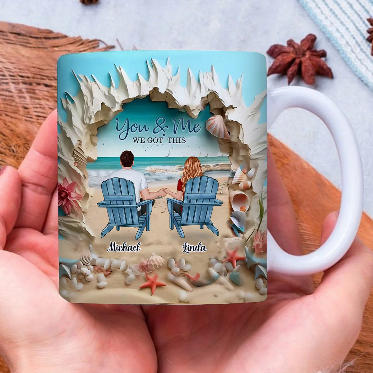 You & Me We Got This Personalized Couple Beach Mug - Image 3