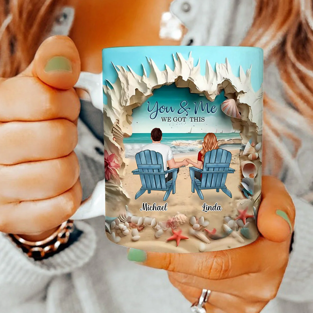 You & Me We Got This Personalized Couple Beach Mug - Image 5