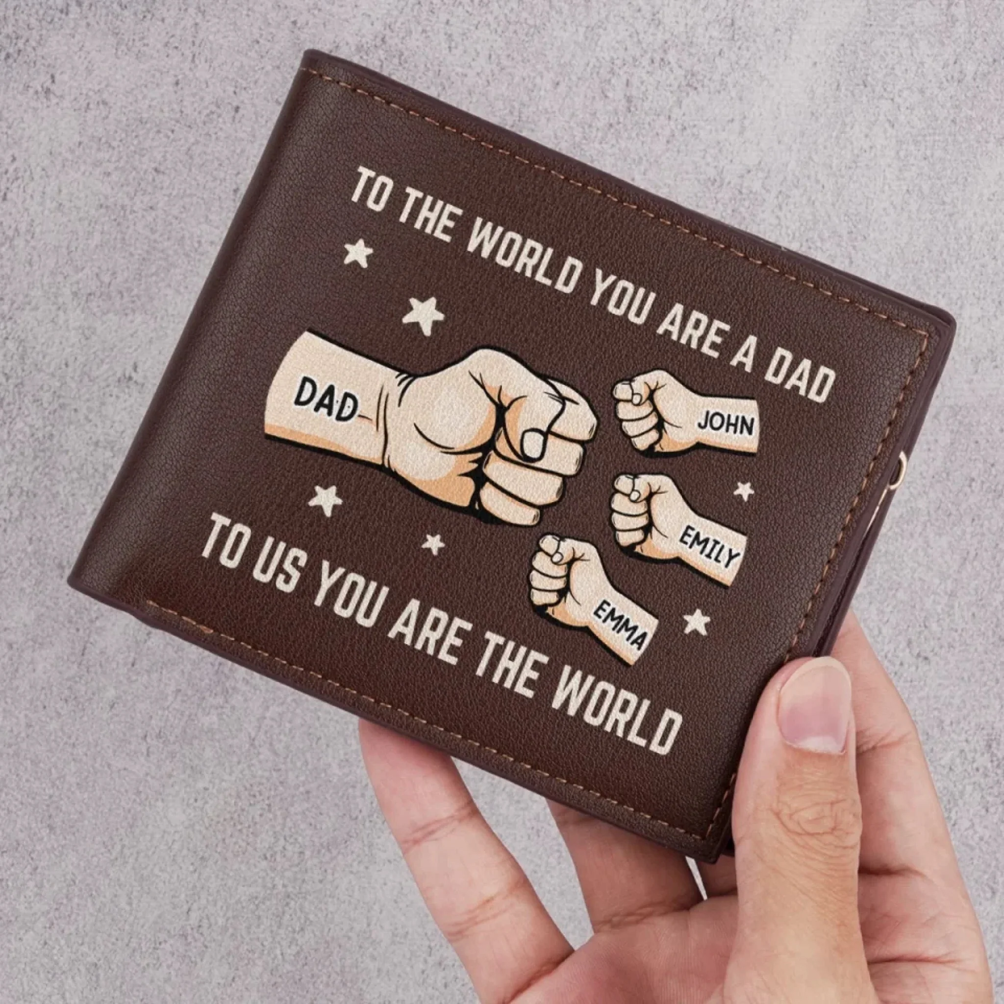 You’re My World, My Heart - Family Personalized Double-Sided Printed Leather Wallet - Father's Day, Gift For Dad, Grandpa - Image 2