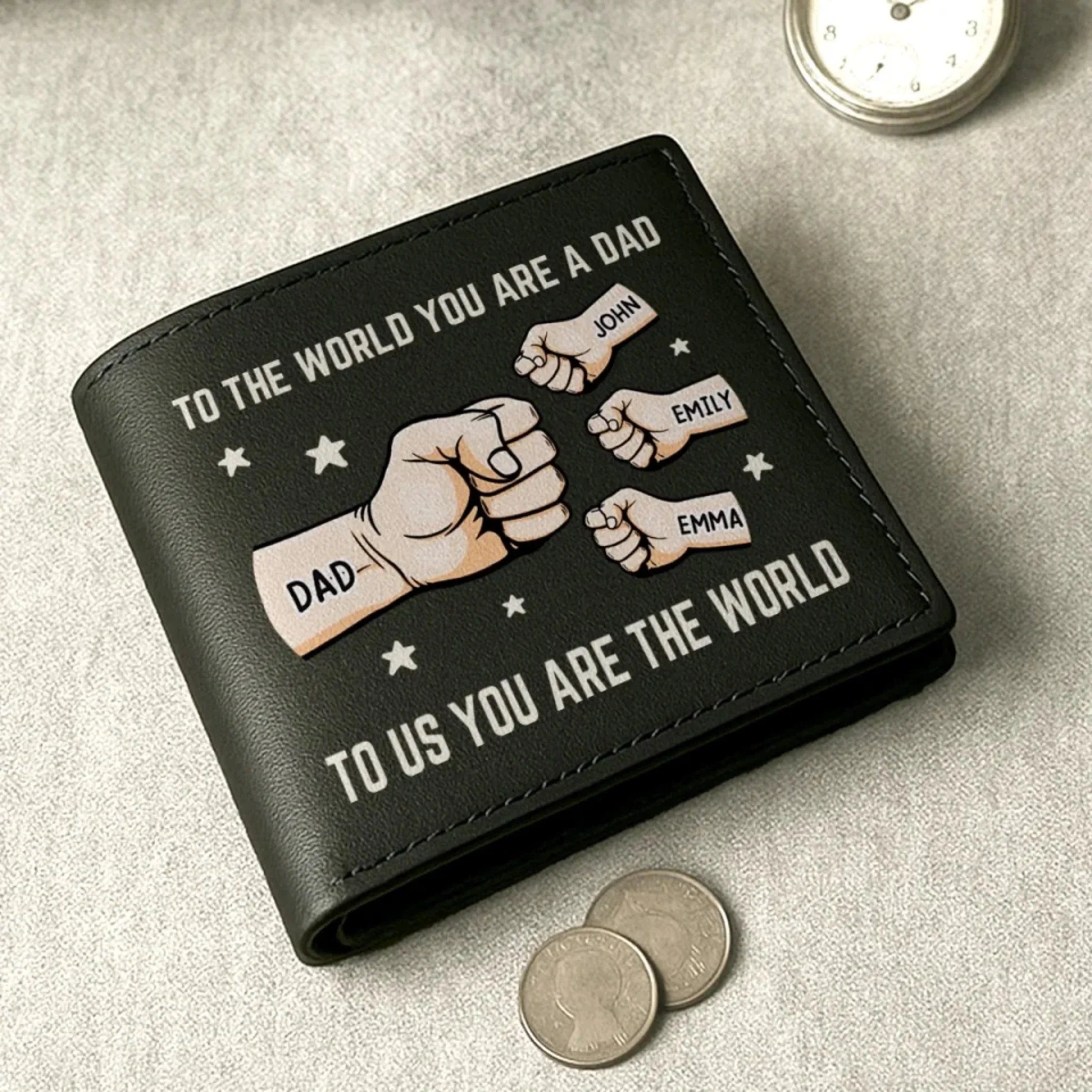 You’re My World, My Heart - Family Personalized Double-Sided Printed Leather Wallet - Father's Day, Gift For Dad, Grandpa - Image 4