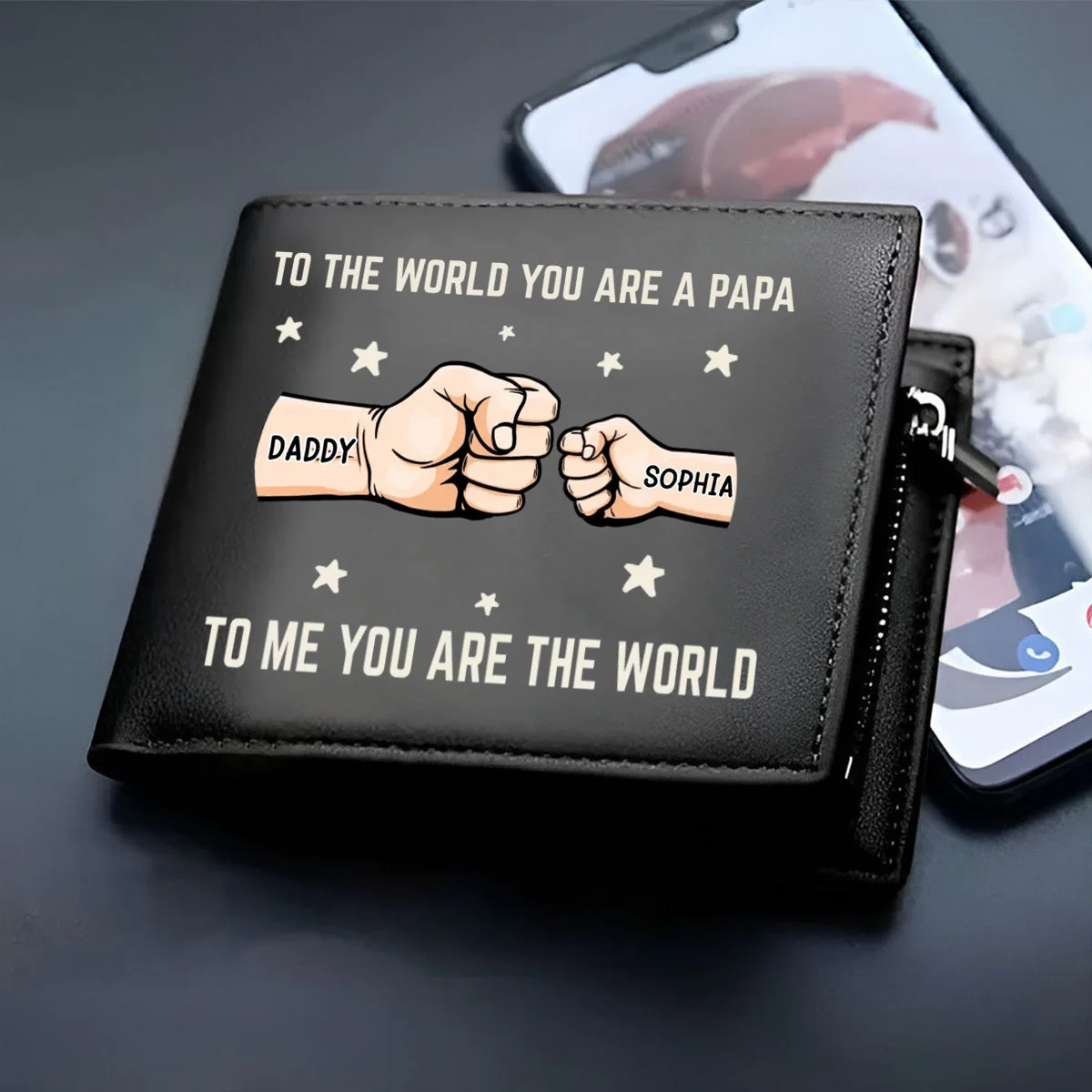 You’re My World, My Heart - Family Personalized Double-Sided Printed Leather Wallet - Father's Day, Gift For Dad, Grandpa - Image 8
