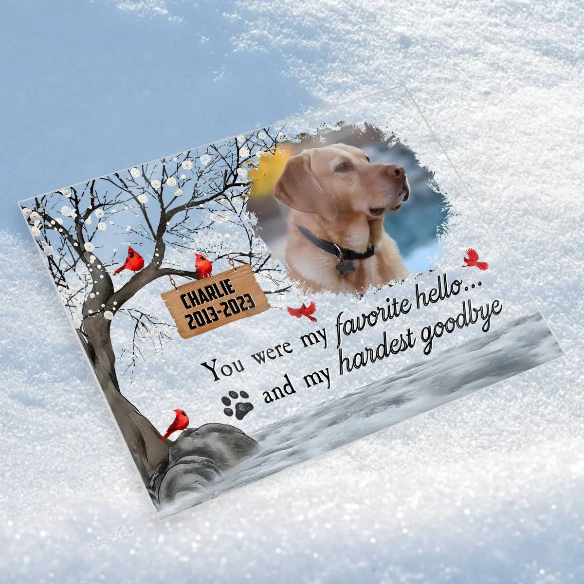 You Were My Favorite Hello And My Hardest Goodbye - Personalized Memorial Acrylic Photo Plaque - Image 2