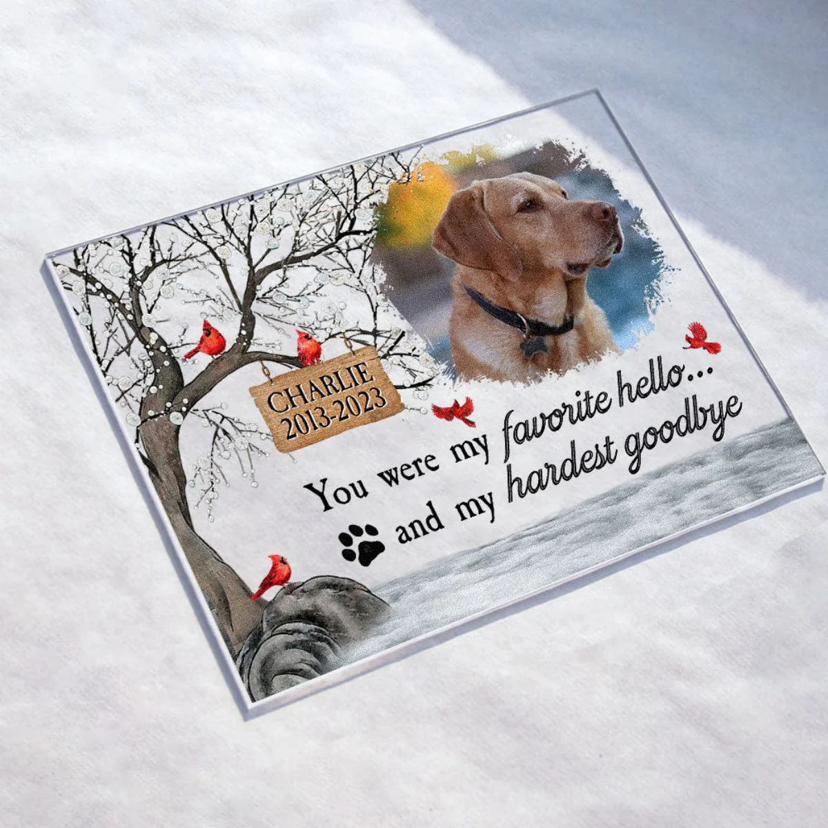 You Were My Favorite Hello And My Hardest Goodbye - Personalized Memorial Acrylic Photo Plaque - Image 4