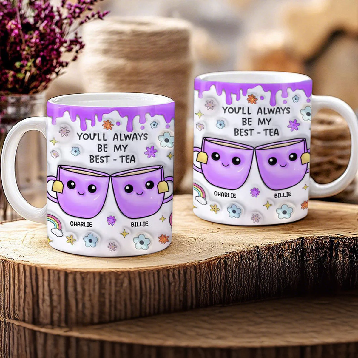You'll Always Be My Best-Tea, Personalized White Edge-to-Edge Mug - Image 2