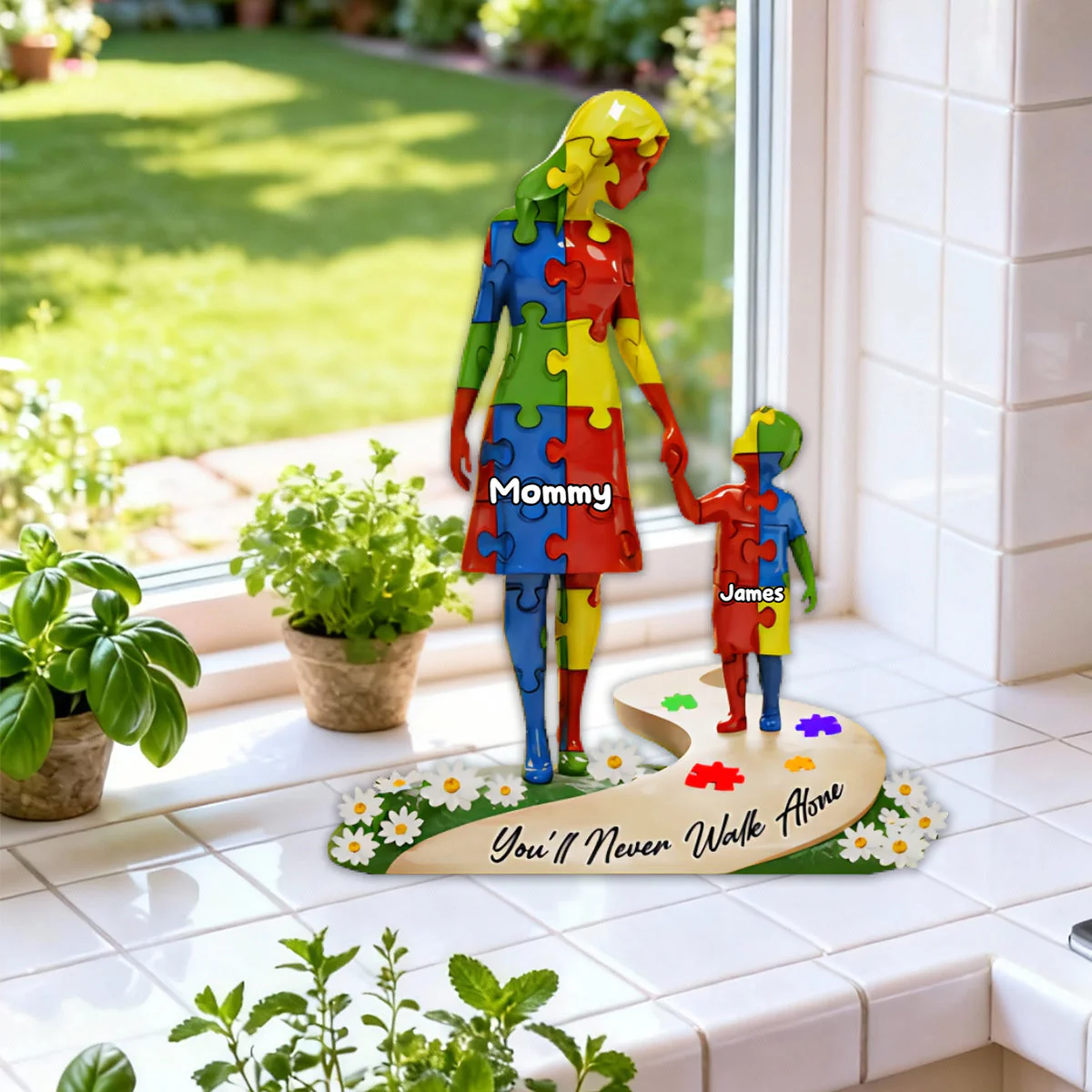 You'll Never Walk Alone - Personalized Autism Awareness Custom Shaped Acrylic Plaque