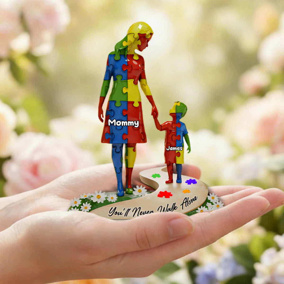 You'll Never Walk Alone - Personalized Autism Awareness Custom Shaped Acrylic Plaque - Image 3