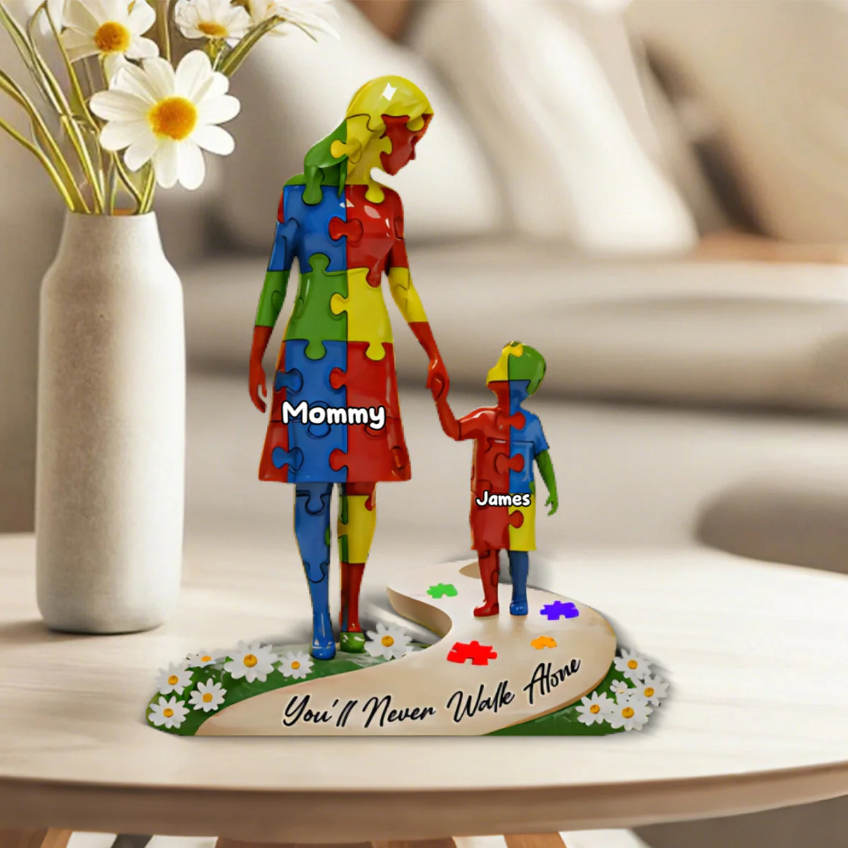 You'll Never Walk Alone - Personalized Autism Awareness Custom Shaped Acrylic Plaque - Image 4