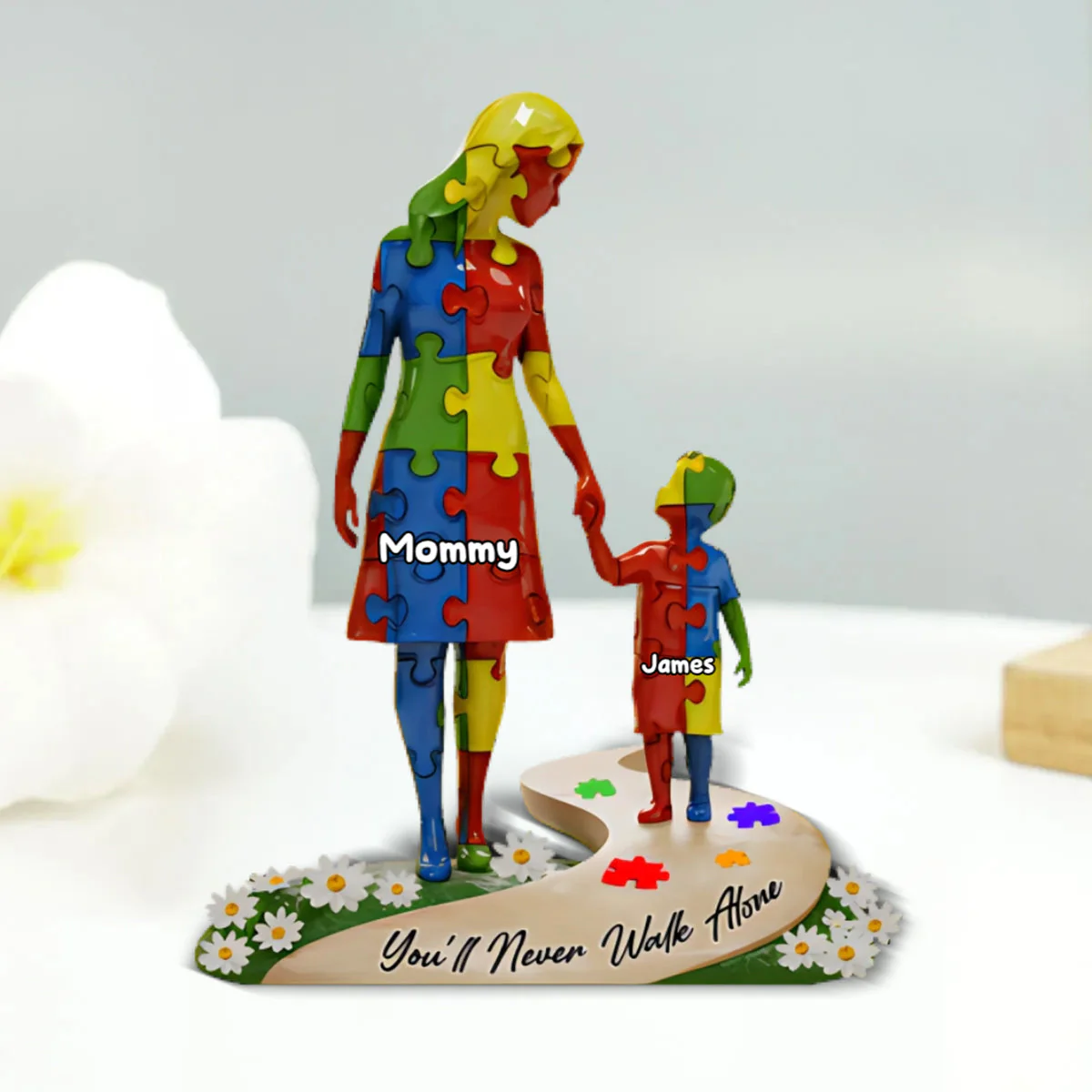You'll Never Walk Alone - Personalized Autism Awareness Custom Shaped Acrylic Plaque - Image 5