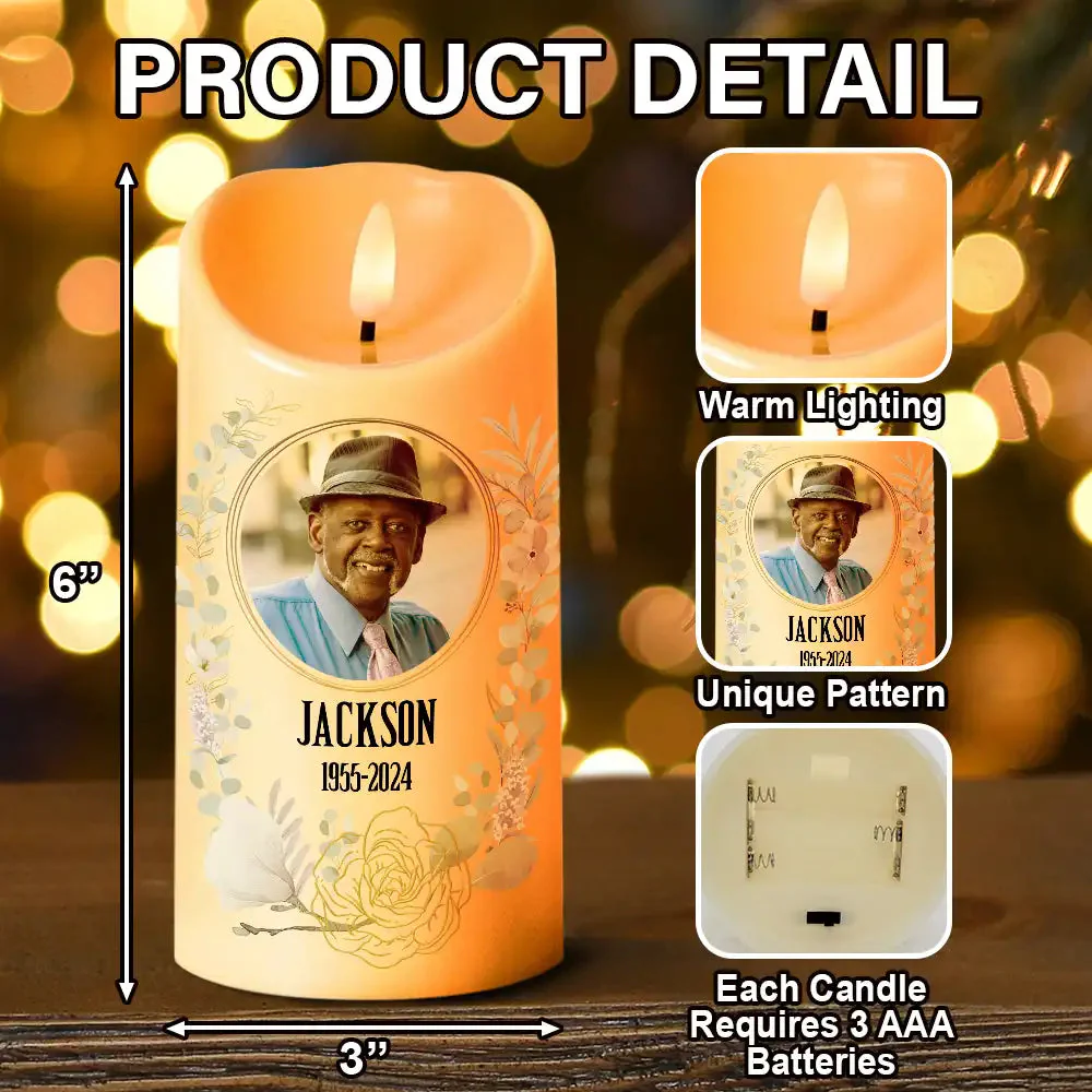 Your Light Will Always Shine In Our Hearts Memorial - Personalized Photo LED Candle - Image 3