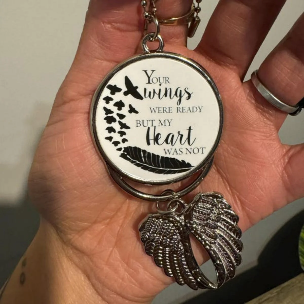Your Wing Were Ready But My Heart Was Not Personalized Angel Memorial Charm - Image 3