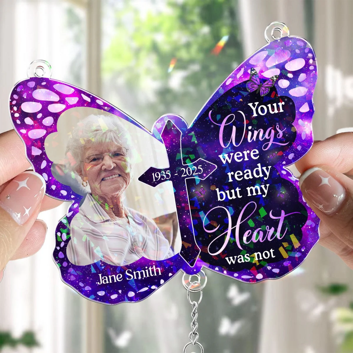 Your Wings Ready Personalized Acrylic Window Hanging Suncatcher Ornament With Crystal Ball Prism - Image 3
