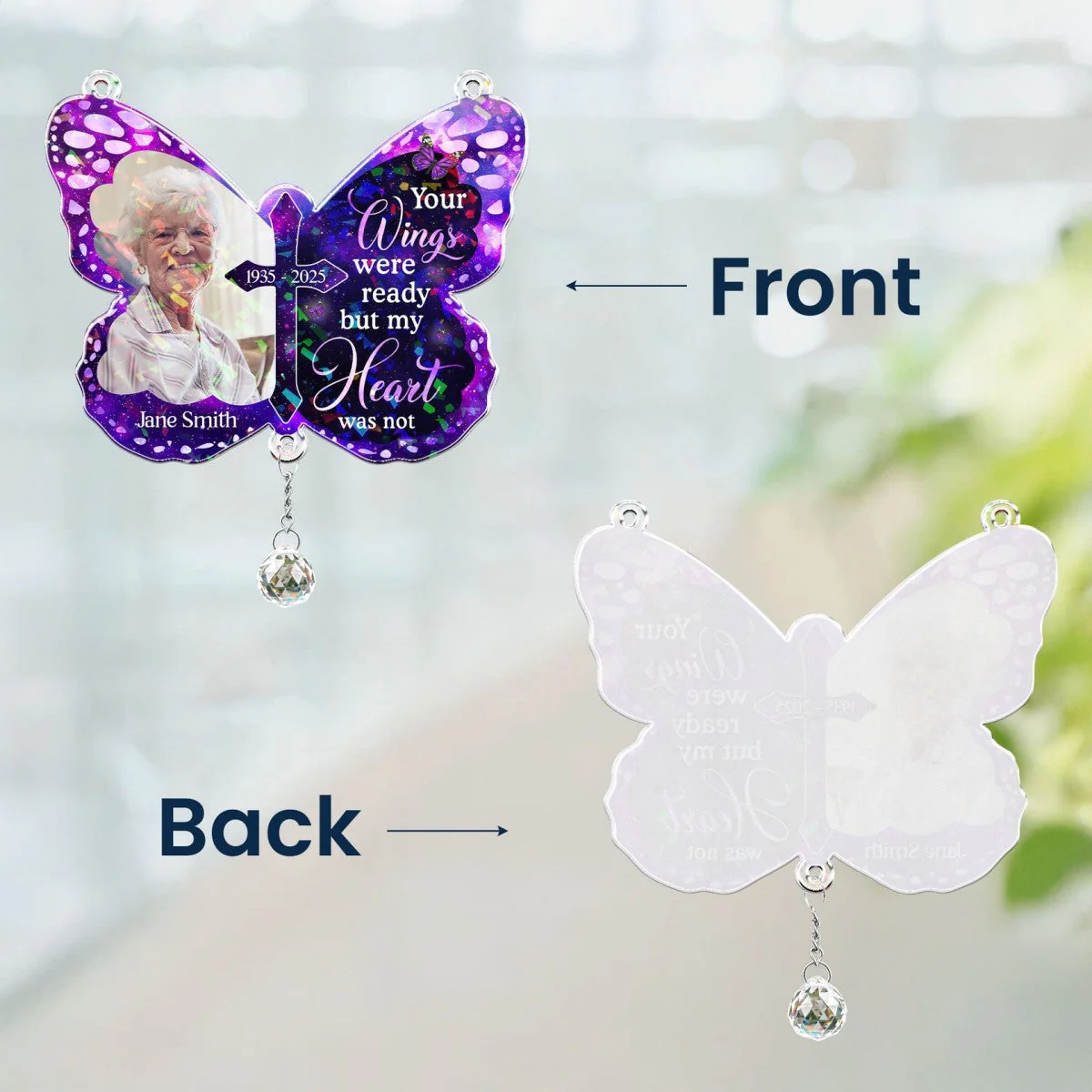 Your Wings Ready Personalized Acrylic Window Hanging Suncatcher Ornament With Crystal Ball Prism - Image 6
