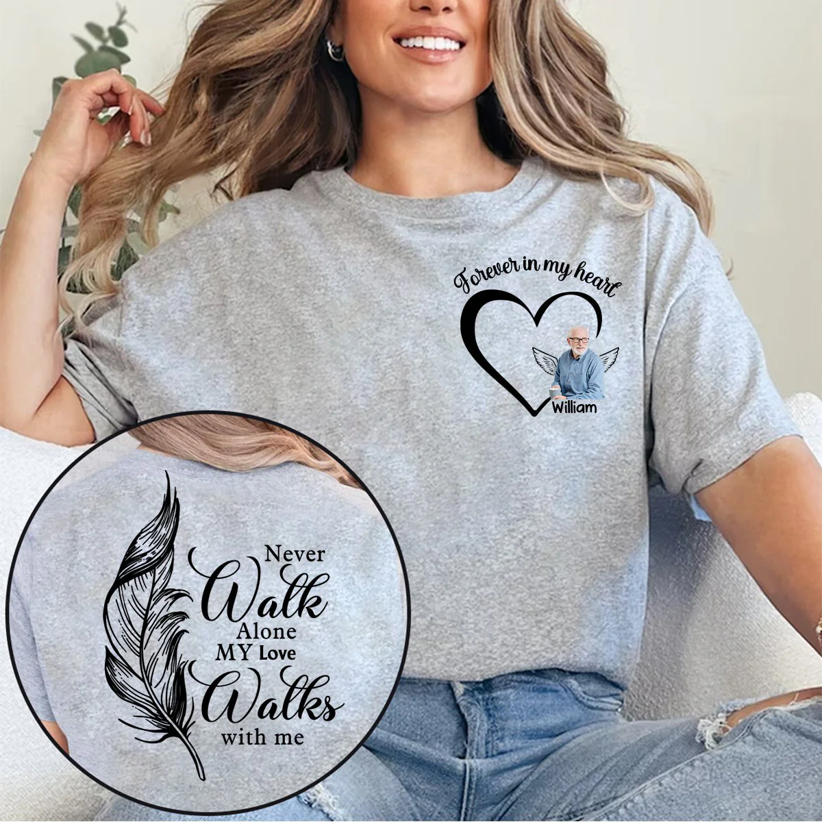 Your Wings Were Ready But My Heart Was Not - Memorial Personalized Custom Back And Front Pure Cotton T-shirt - Image 3