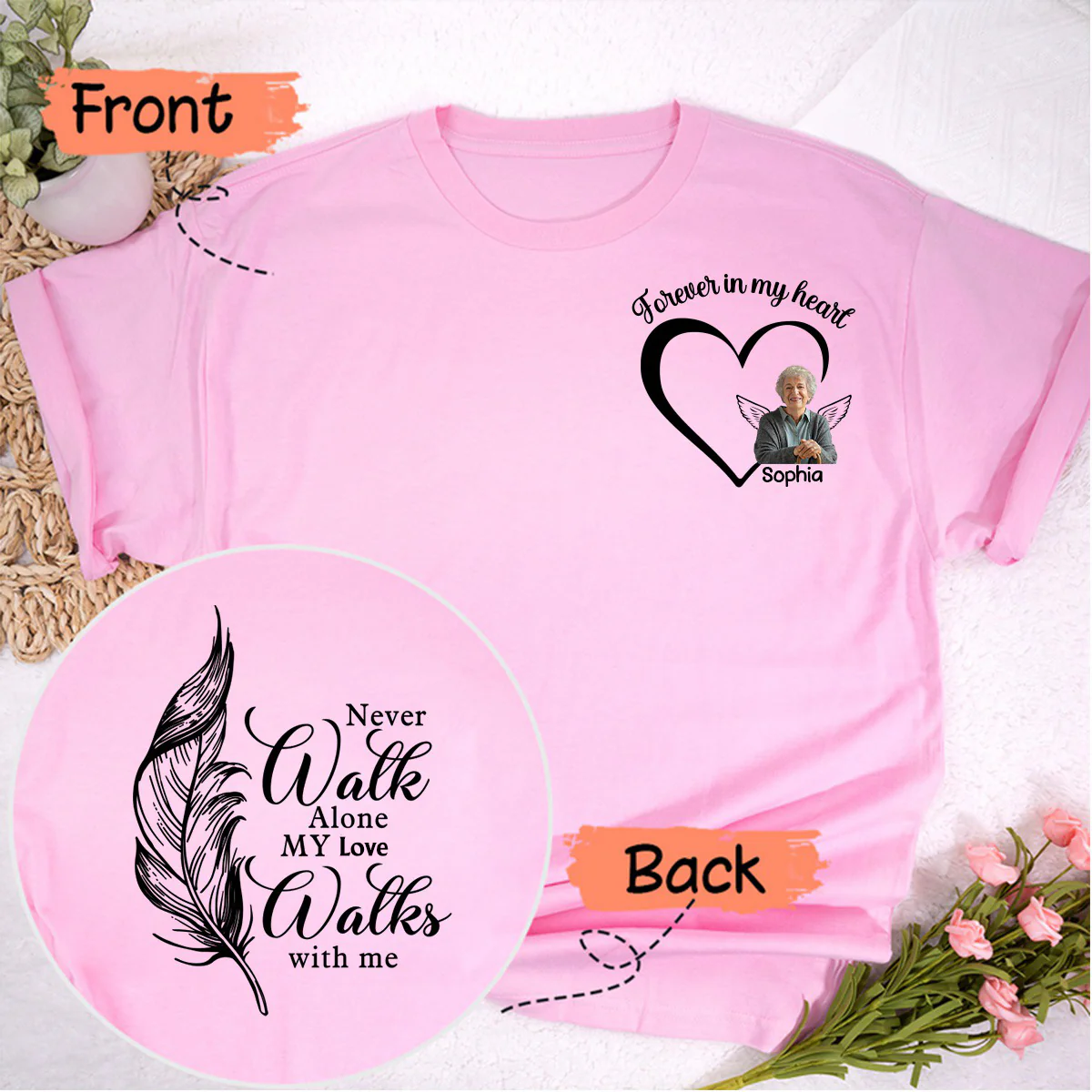 Your Wings Were Ready But My Heart Was Not - Memorial Personalized Custom Back And Front Pure Cotton T-shirt - Image 9