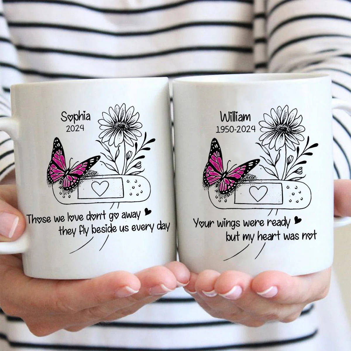 Your Wings Were Ready But My Heart Was Not Personalized Memorial Butterfly Mug - Image 2