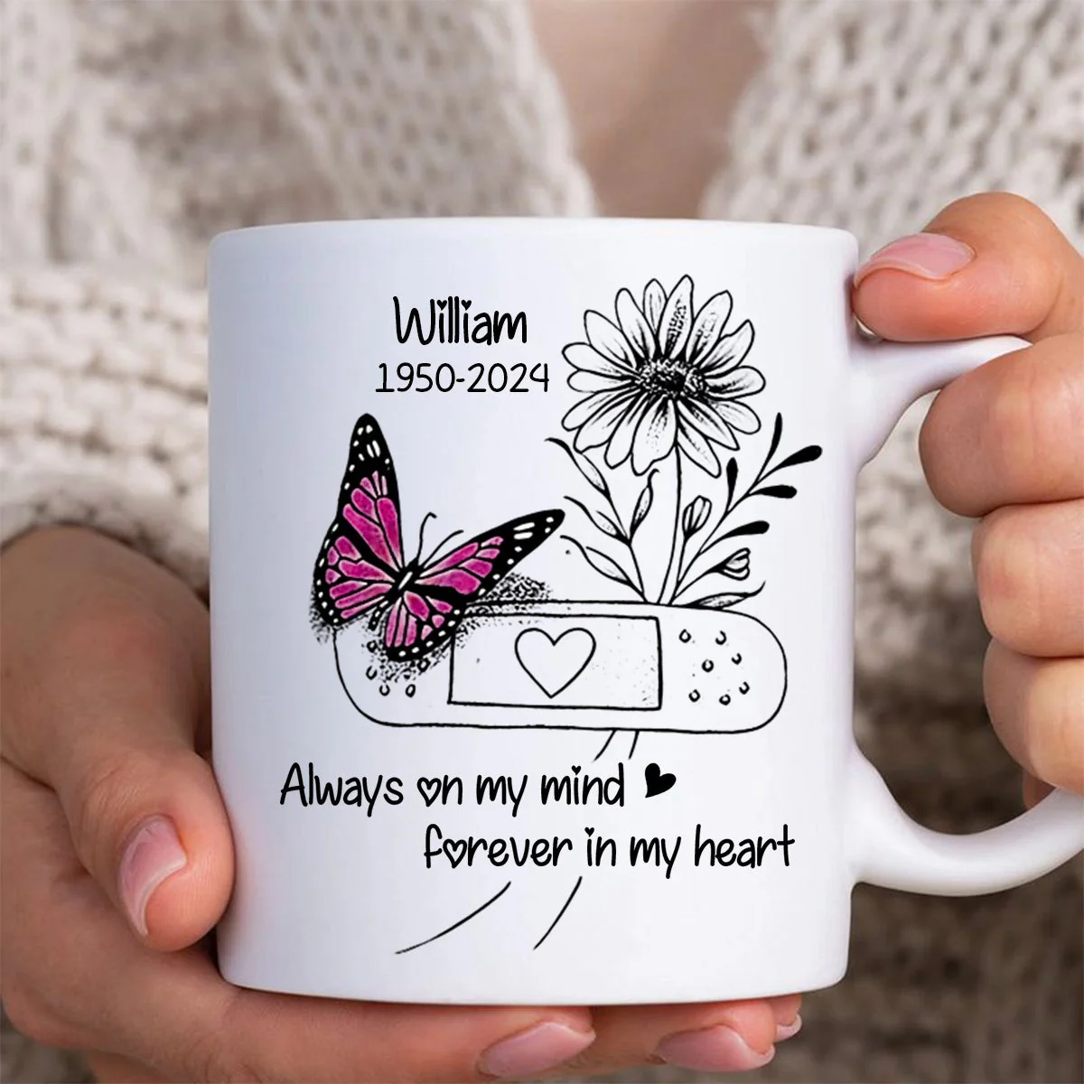 Your Wings Were Ready But My Heart Was Not Personalized Memorial Butterfly Mug - Image 3