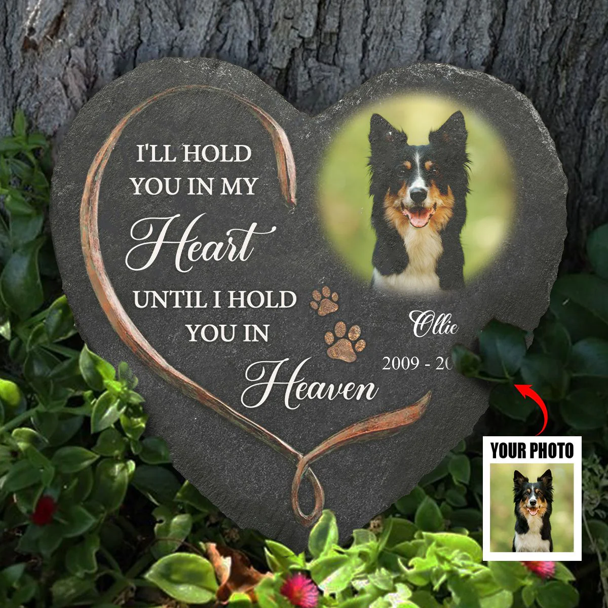 Your Wings Were Ready - Paw And Angel Wings Personalized Pet Memorial Stone - Image 2