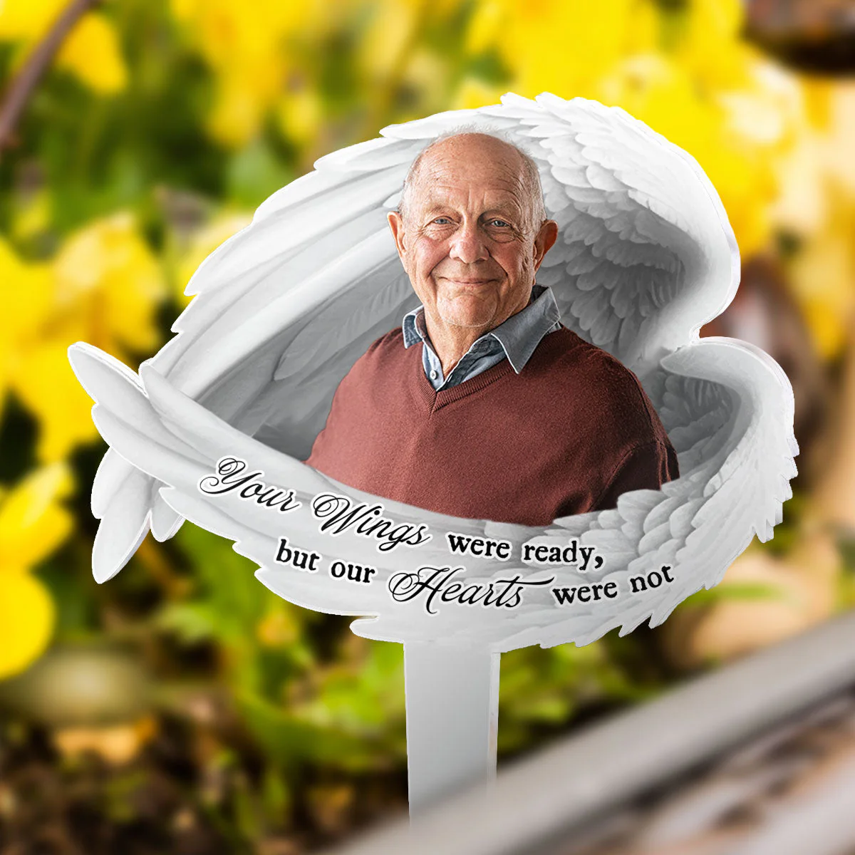 Your Wings Were Ready - Personalized Memorial Photo Acrylic Garden Stake - Image 2
